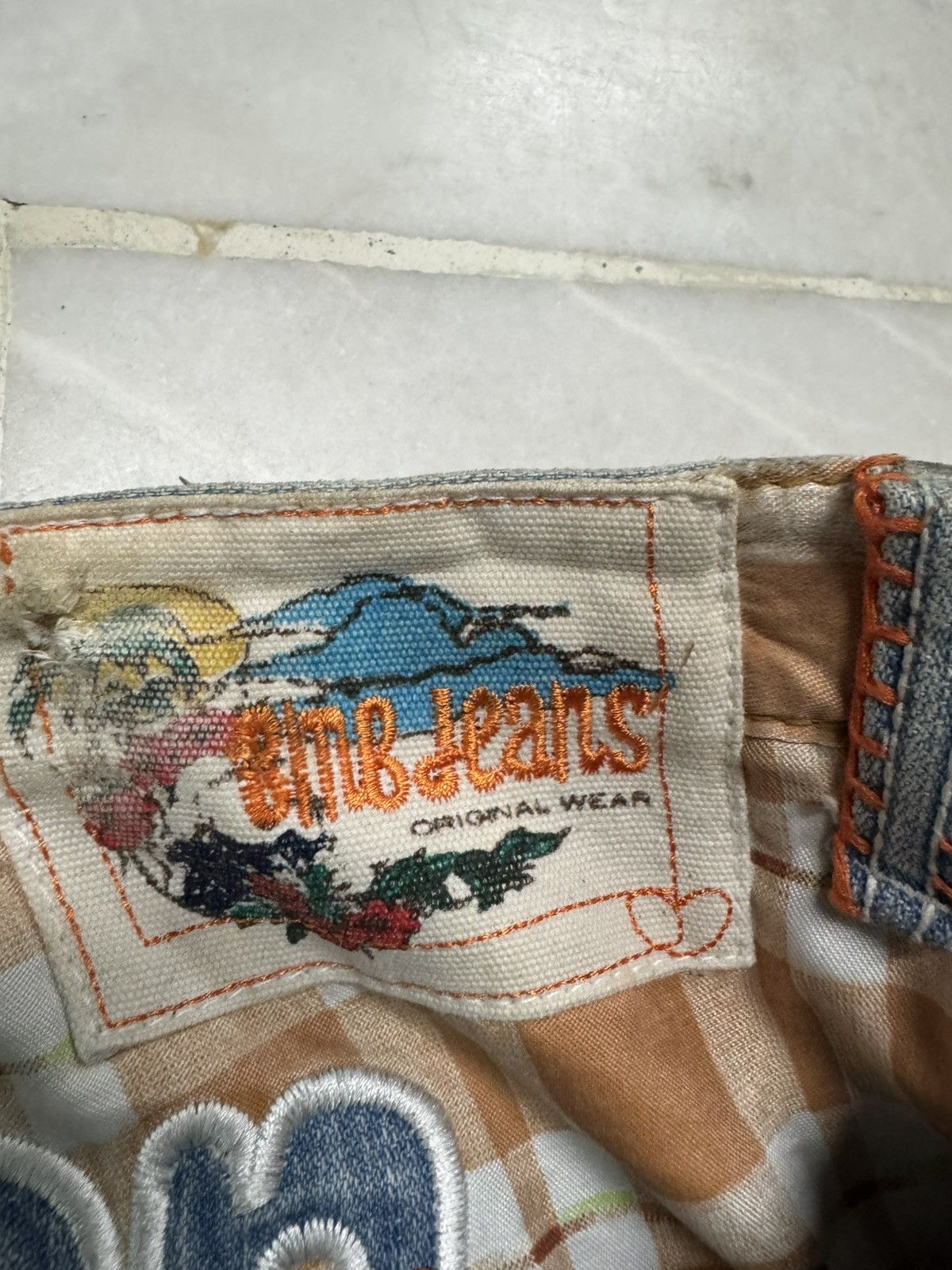 Japanese Brand 💥DOUBLE WAIST 90's💥BLUE MOON BLUE OCEAN EMBROIDERY LOGO RARE Size US 29 - 24 Thumbnail