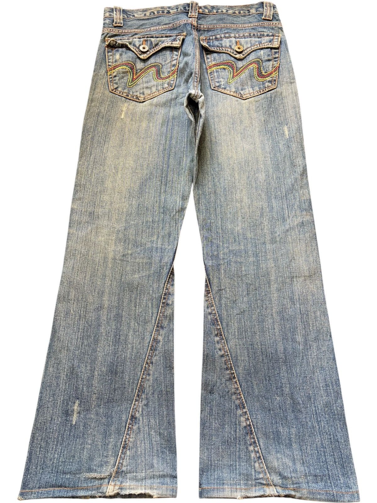 If Six Was Nine Vintage Japanese Nylaus Mud Wash Distressed Flare Jeans Size US 32 / EU 48 - 2 Thumbnail