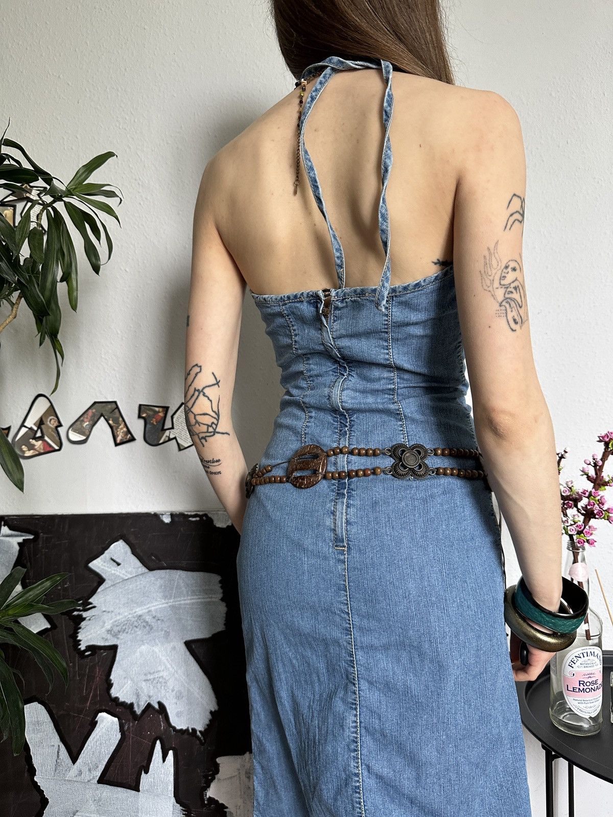 Vintage Cute Summer Vintage Halter Sundress Denim Midi Dress y2k Size S / US 4 / IT 40 - 8 Thumbnail