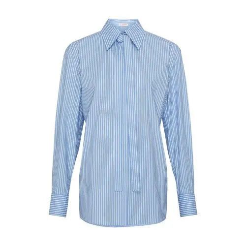 Valentino o1s22i1n0924 Striped Poplin Shirt in Blue Size M / US 6-8 / IT 42-44 - 1 Thumbnail