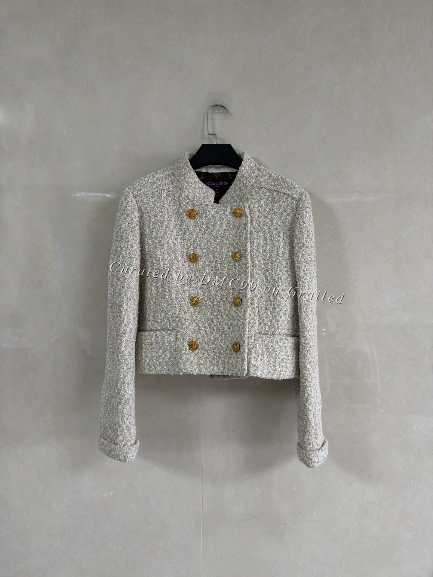 Louis Vuitton Louis Vuitton Solid Double-Breasted Tweed Jacket Size US XS / EU 42 / 0 - 1 Thumbnail