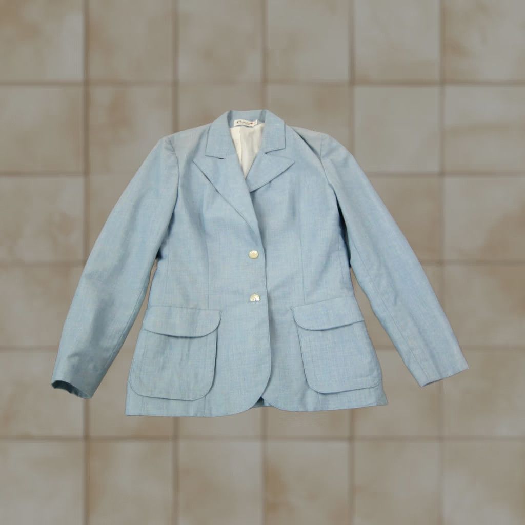 Vintage Vintage Leslie Fay Blazer Jacket Womens 8 Medium Blue 80s 90s Classic Pockets Regular Fit Leather? (note: placeholder) Size M / US 6-8 / IT 42-44 - 1 Thumbnail
