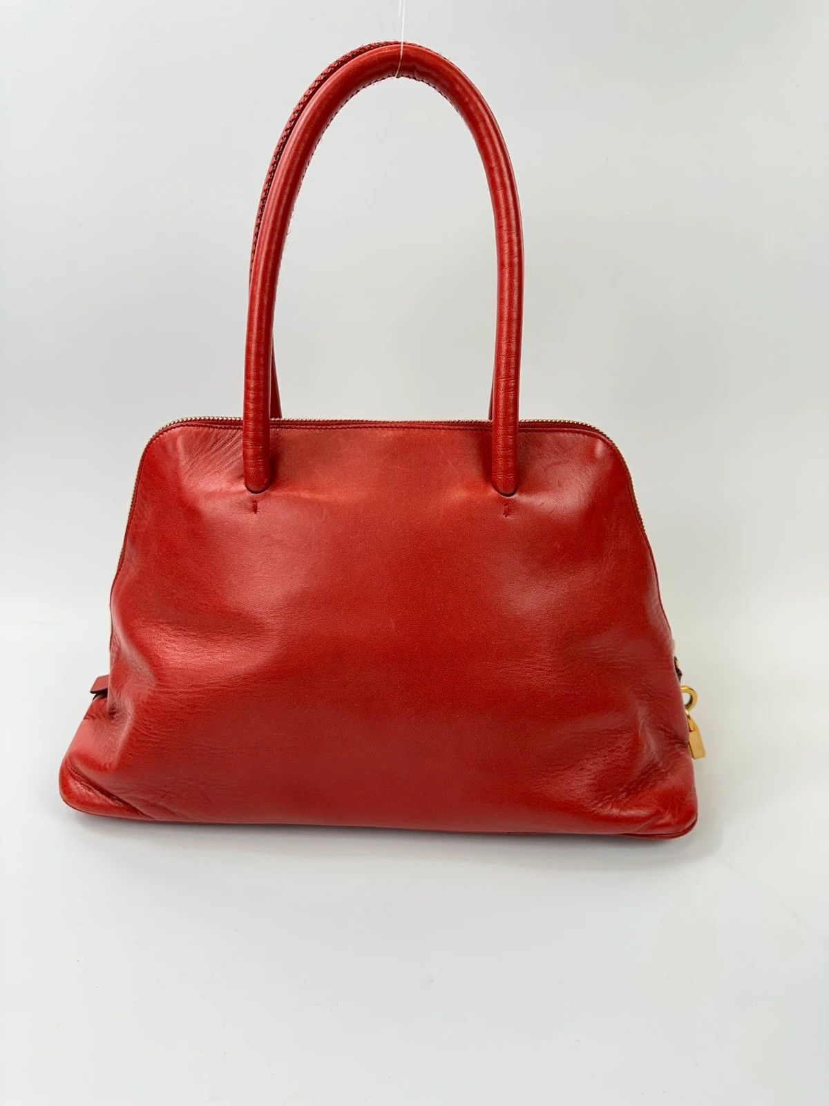 Prada Prada Milano Red Leather Handbag Gold Hardware Size ONE SIZE - 8 Thumbnail