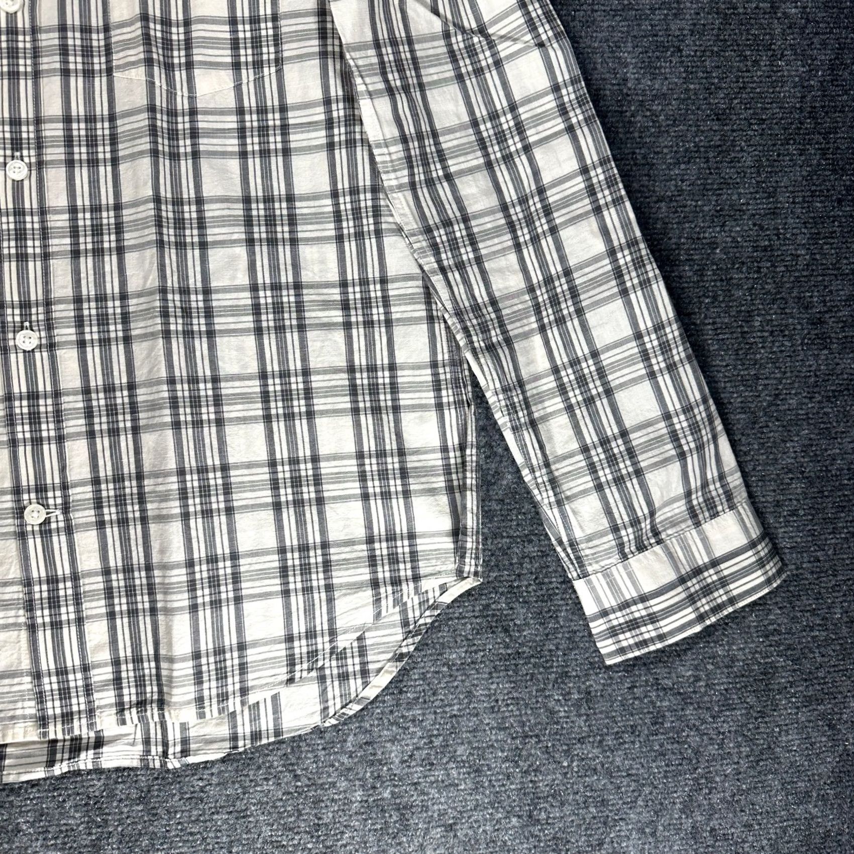 Vince Vince Shirt Mens M Gray Plaid Cotton Linen Blend Long Sleeve Button Up Size US M / EU 48-50 / 2 - 3 Thumbnail