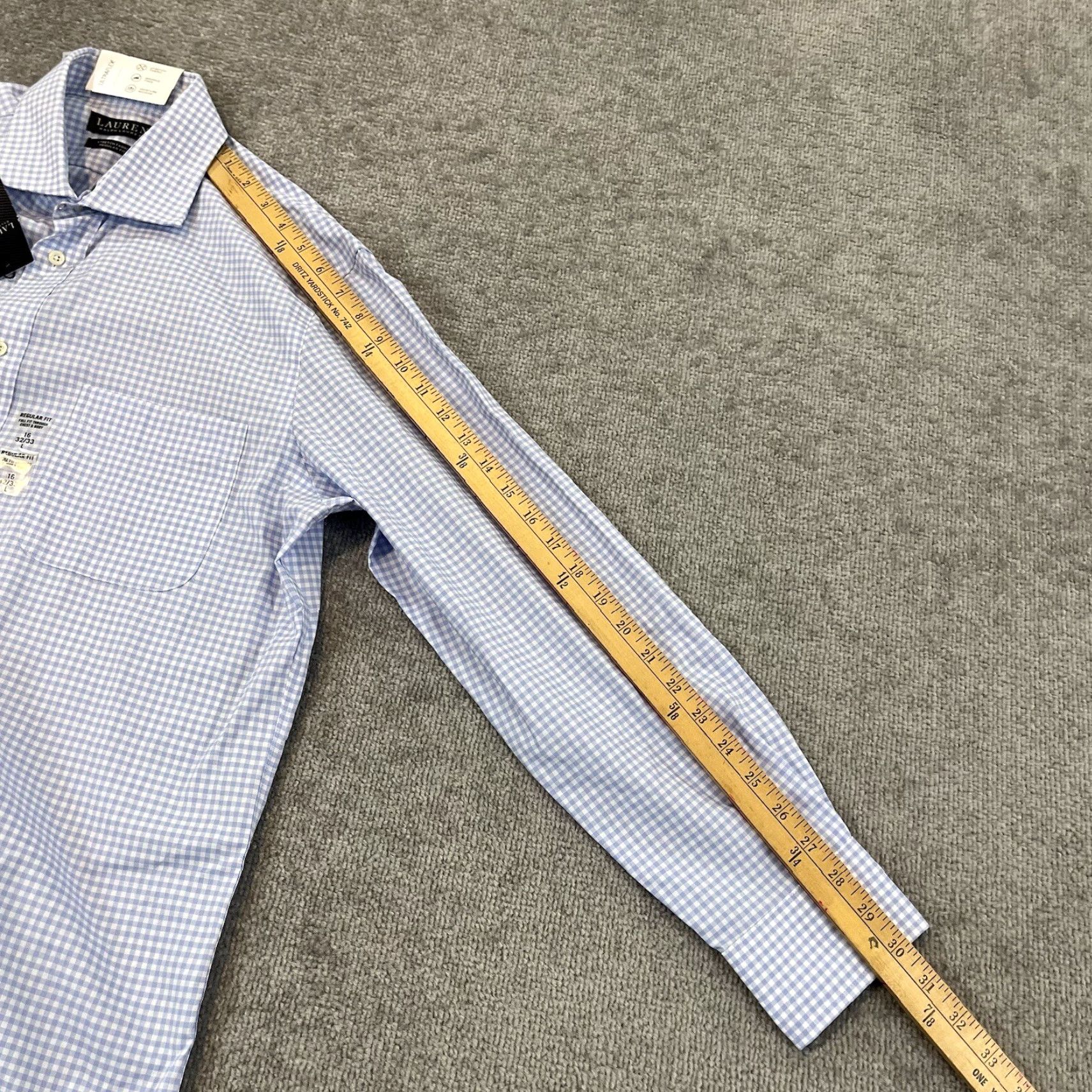 Ralph Lauren LAUREN RALPH LAUREN Dress Shirt Mens 16 Regular White Blue Plaid Button Up Black Label Size US L / EU 52-54 / 3 - 7 Thumbnail