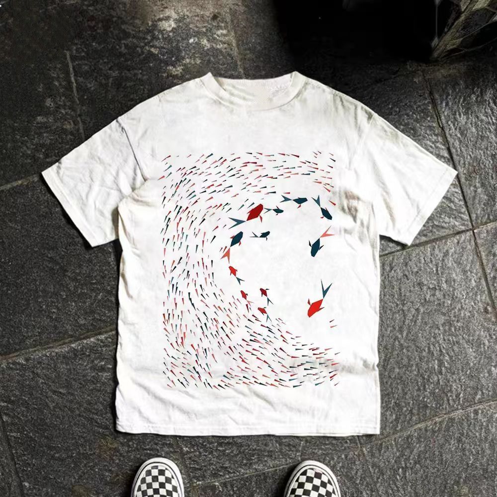 Vintage White washed vintage goldfish print cotton t-shirt Size US M / EU 48-50 / 2 - 1 Thumbnail