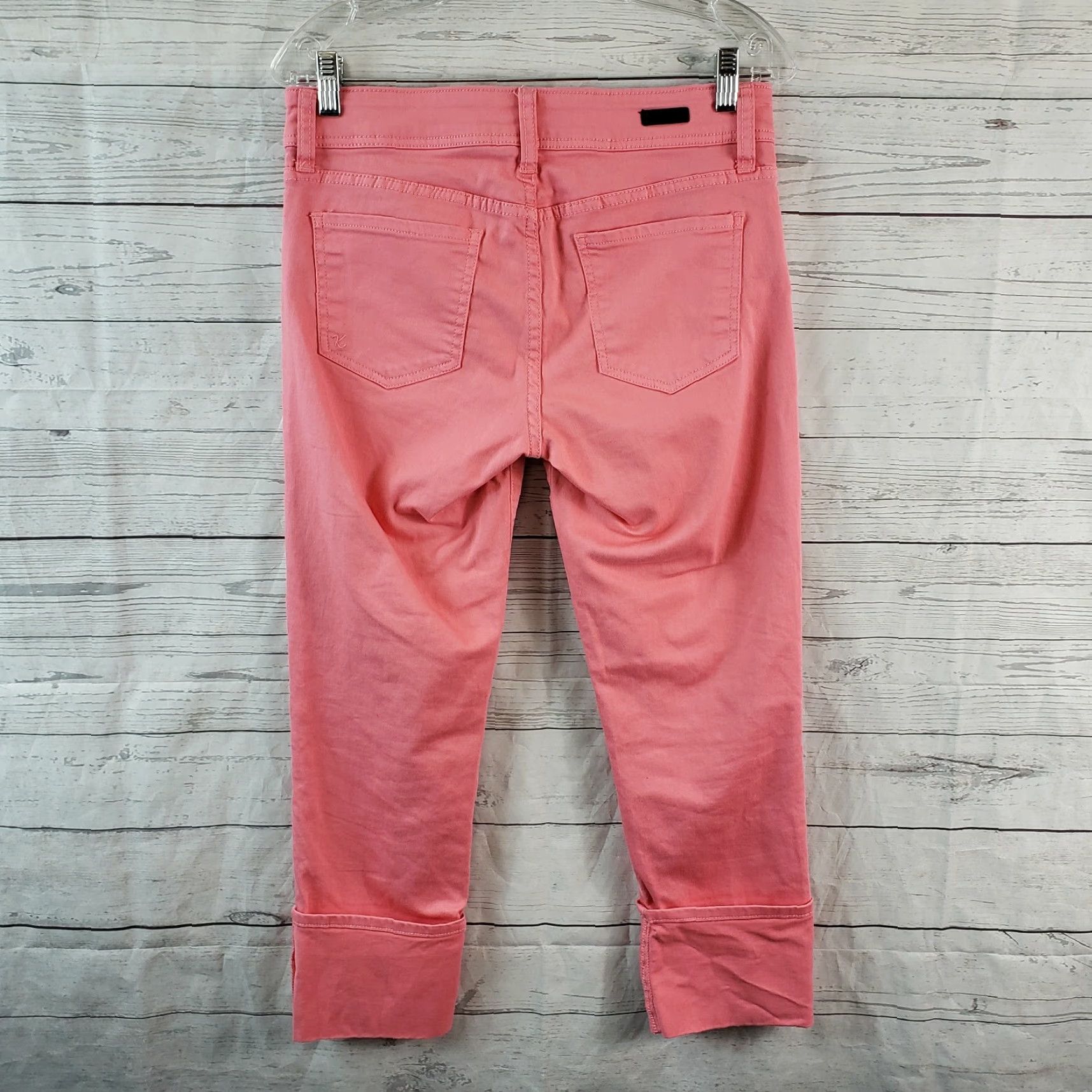 Vintage KUT from the Kloth Womens Cameron Straight Leg Cropped Jeans Sz 4 Pink Cuffed Size 27" / US 4 / IT 40 - 3 Thumbnail