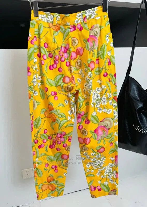 Max Mara MaxMara Yellow Cotton Casual Pants for Women . Size 23" - 7 Thumbnail
