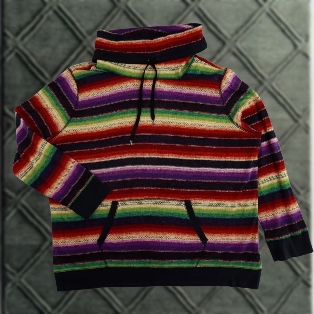 Vintage LRL Lauren Active Womens 3X Cowl Neck Pullover Thermal Aztec Striped Sweater Size XXL / US 16-18 / IT 52-54 - 1 Thumbnail