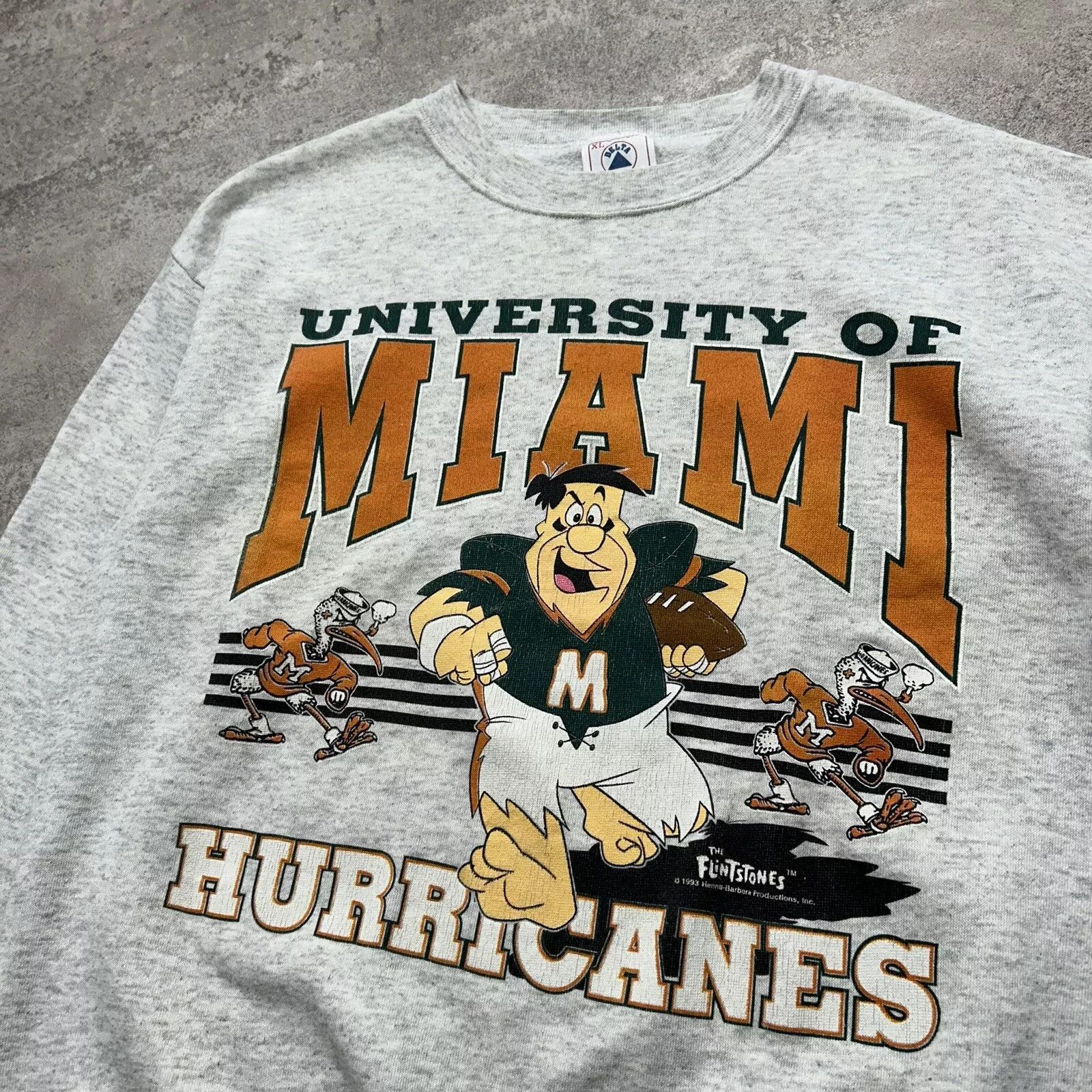 NCAA × Vintage MIAMI HURRICANES x THE FLINTSTONES 1993 SWEATSHIRT DELTA Size US XL / EU 56 / 4 - 2 Thumbnail