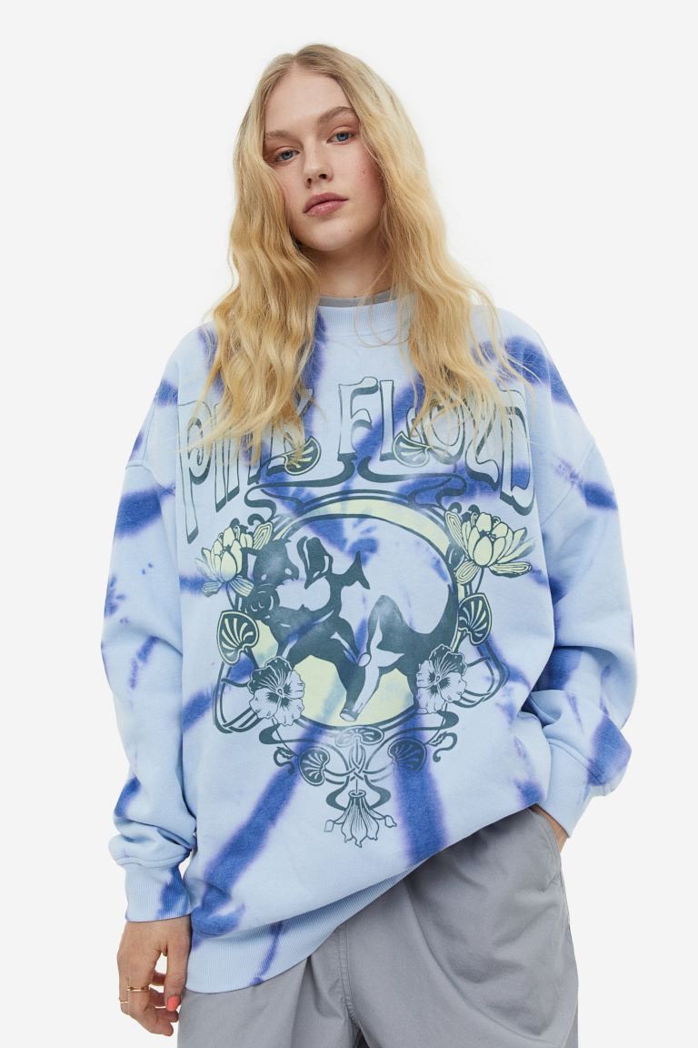 Pink Floyd Pink Floyd Logo Print Oversized Tie-Dye Sweatshirt H&M 2023 Size S / US 4 / IT 40 - 6 Thumbnail