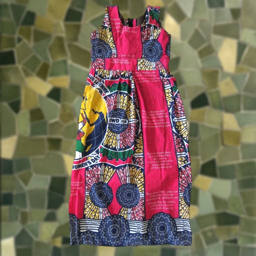 Vintage Handmade Pink Blue Peace International Woman Sleeveless Empire Tank Sun Dress S Size S / US 4 / IT 40 - 1 Thumbnail