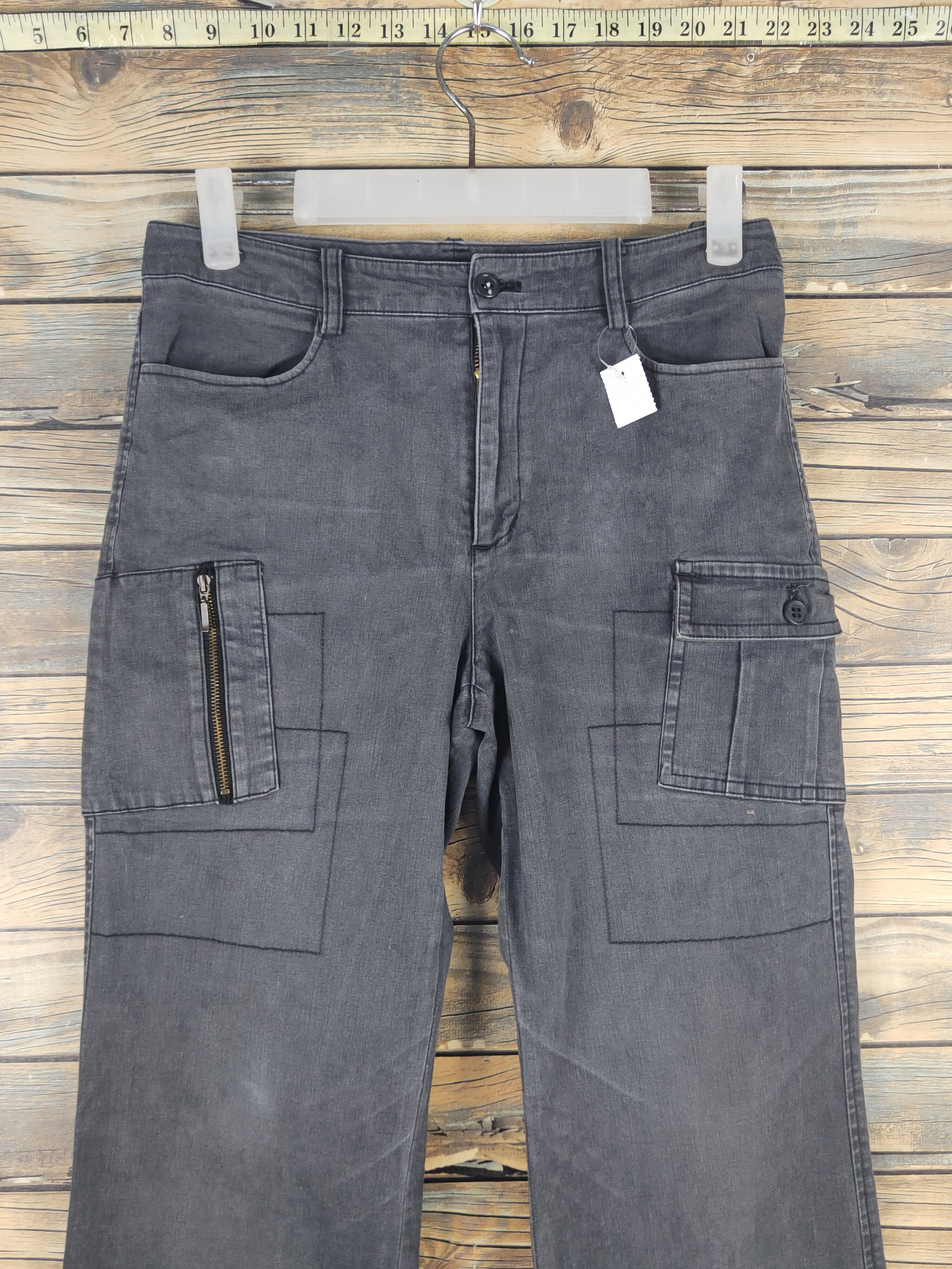 Japanese Brand DL Green Eye Black Faded Multipocket Cargo Pants #1536 Size 26" / US 2 / IT 38 - 2 Thumbnail