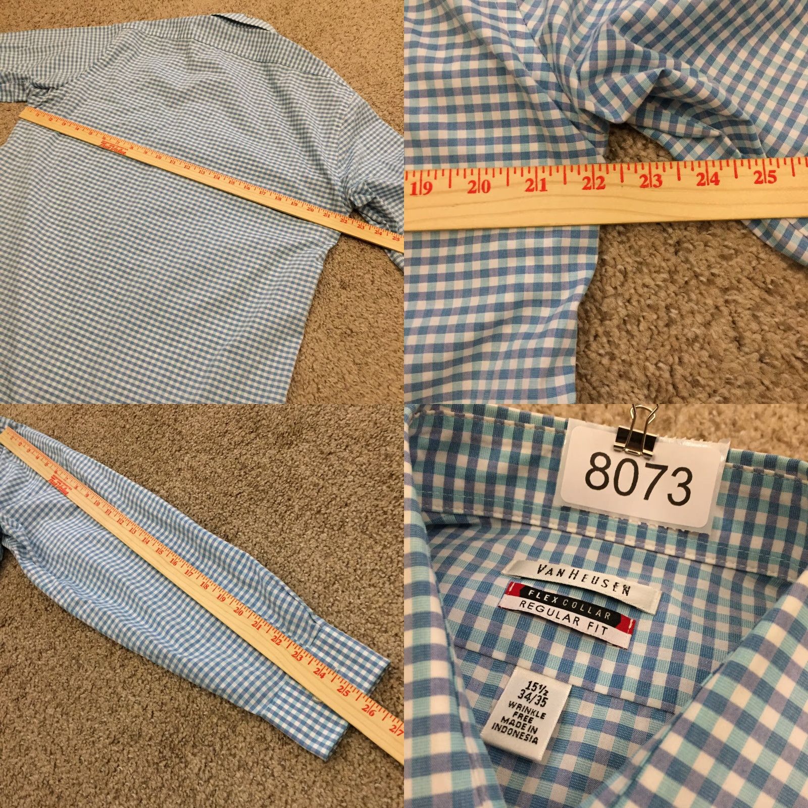 Van Heusen Van Heusen Shirt Mens 15.5 Blue Plaid Long Sleeve Button Up Size US L / EU 52-54 / 3 - 8 Thumbnail
