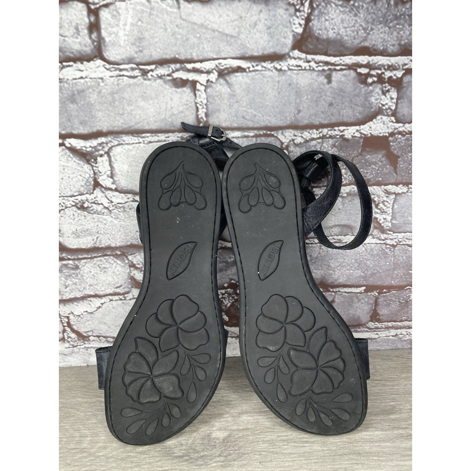 Born Born Handcrafted Black Leather Open Toe Ankle Strap Flats Sa Size US 8 / IT 38 - 15 Thumbnail
