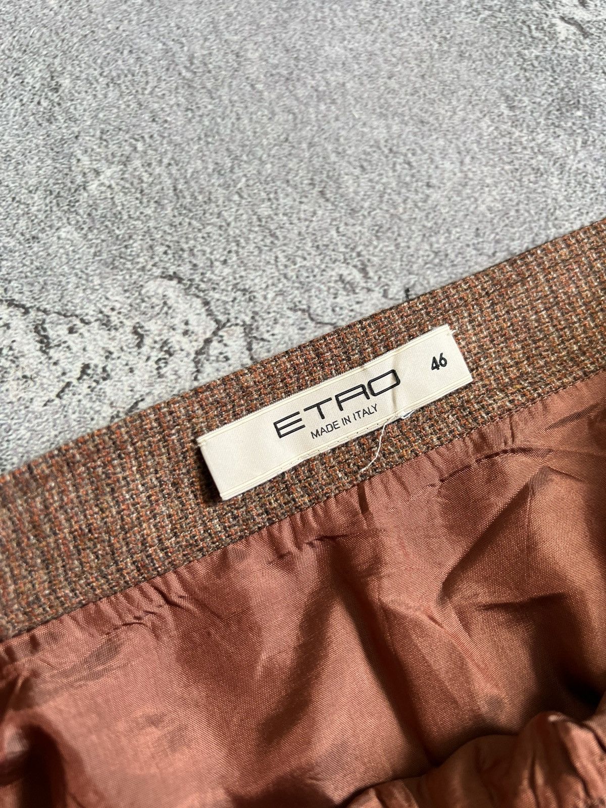 Etro Vintage ETRO Wool Knee-Length Canvas/Tweed Velvet Skirt 46 Size 32" / US 10 / IT 46 - 7 Thumbnail