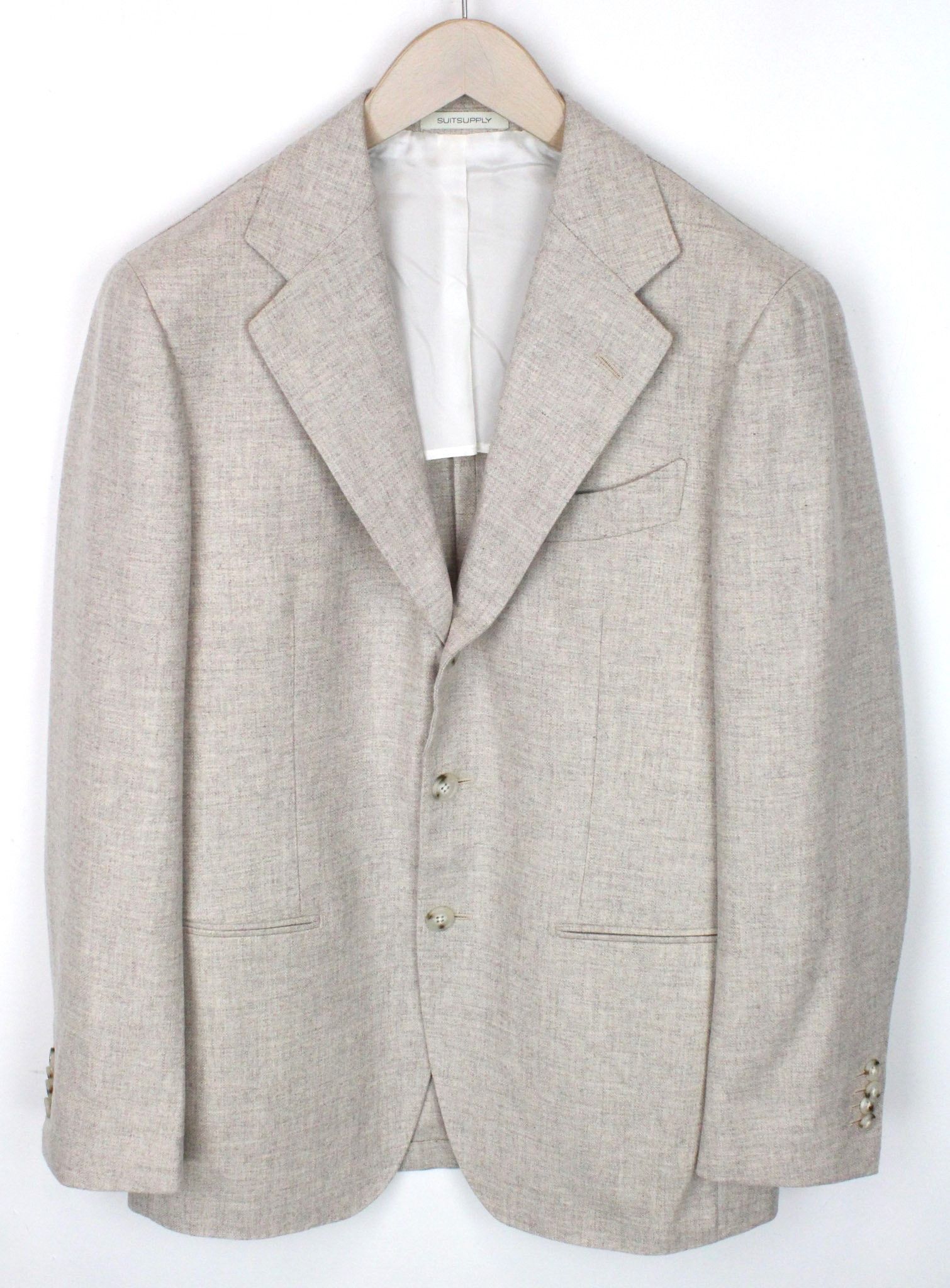 image of Suitsupply Havana Uk38R Woollen Beige Formal Melange Blazer 71693, Men's