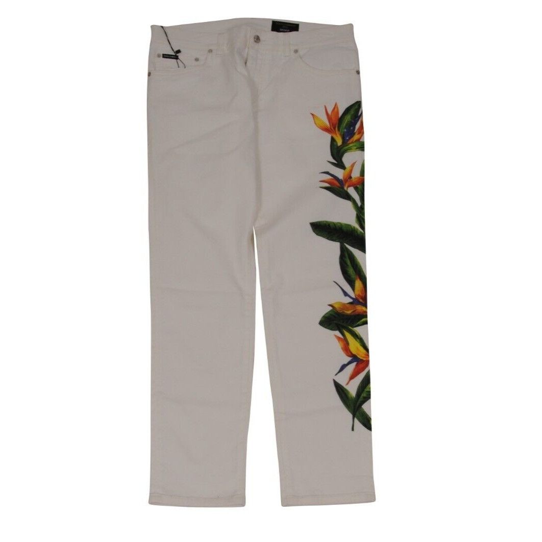 Dolce & Gabbana Floral Skinny Jeans IT 52 33-34 White Denim Size US 36 / EU 52 - 1 Thumbnail