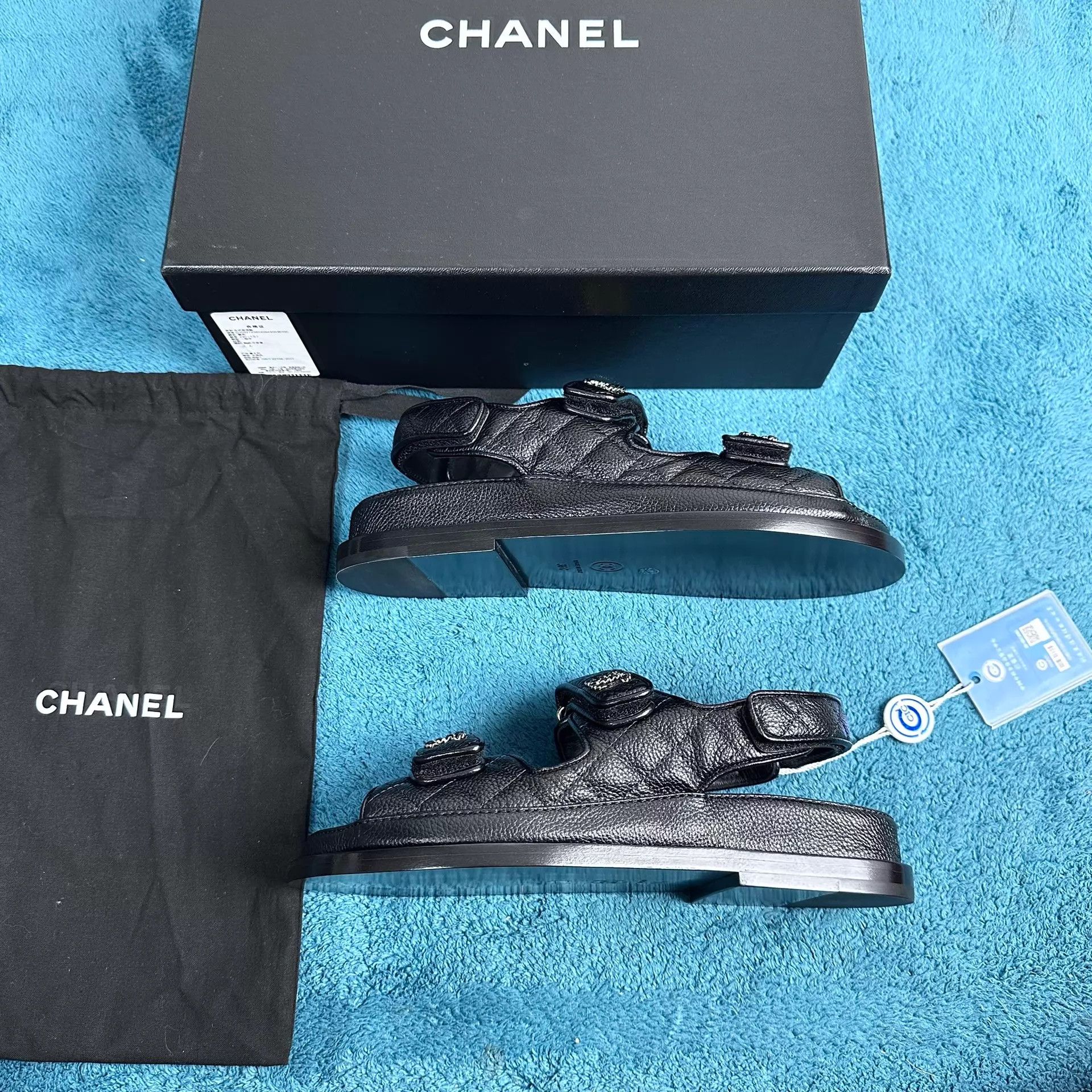 Chanel Chanel Black & Gold Flat Beach Sandals EUR36 New Size US 5.5 / IT 35.5 - 2 Thumbnail