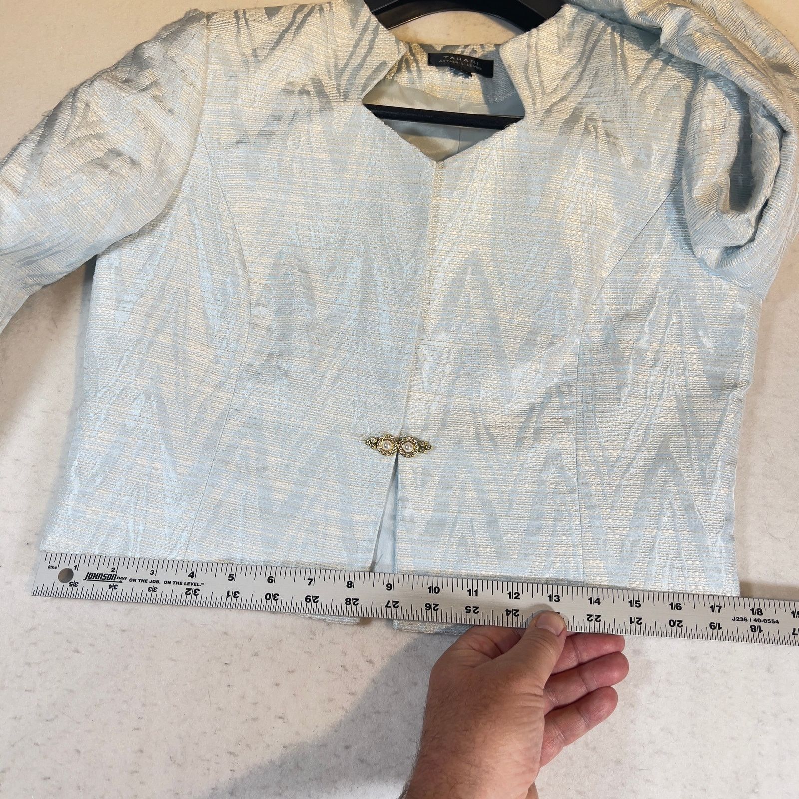 Elie Tahari Tahari Arthur S Levine Crop Jacket 8 Lined Shimery Gold Blue Size M / US 6-8 / IT 42-44 - 8 Thumbnail