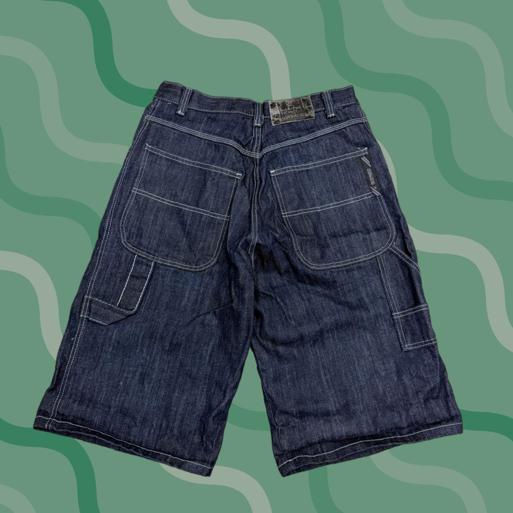 Marithe Francois Girbaud Shorts Mens 36 Blue Denim Cargo Baggy Y2K Streetwear