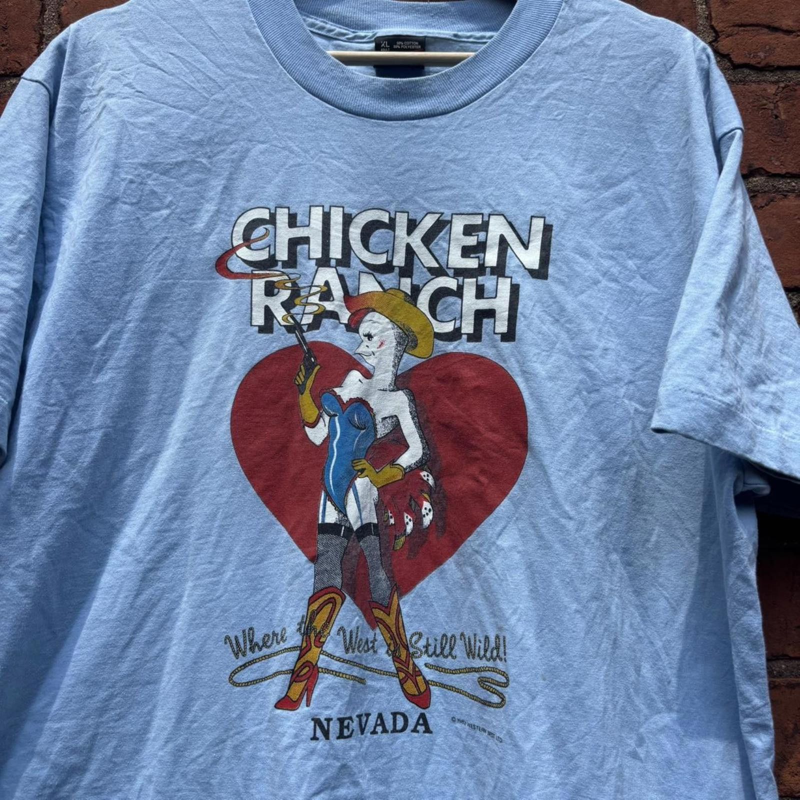Fruit Of The Loom Vintage chicken ranch Nevada strip club t shirt 80s XL Size US XL / EU 56 / 4 - 2 Thumbnail