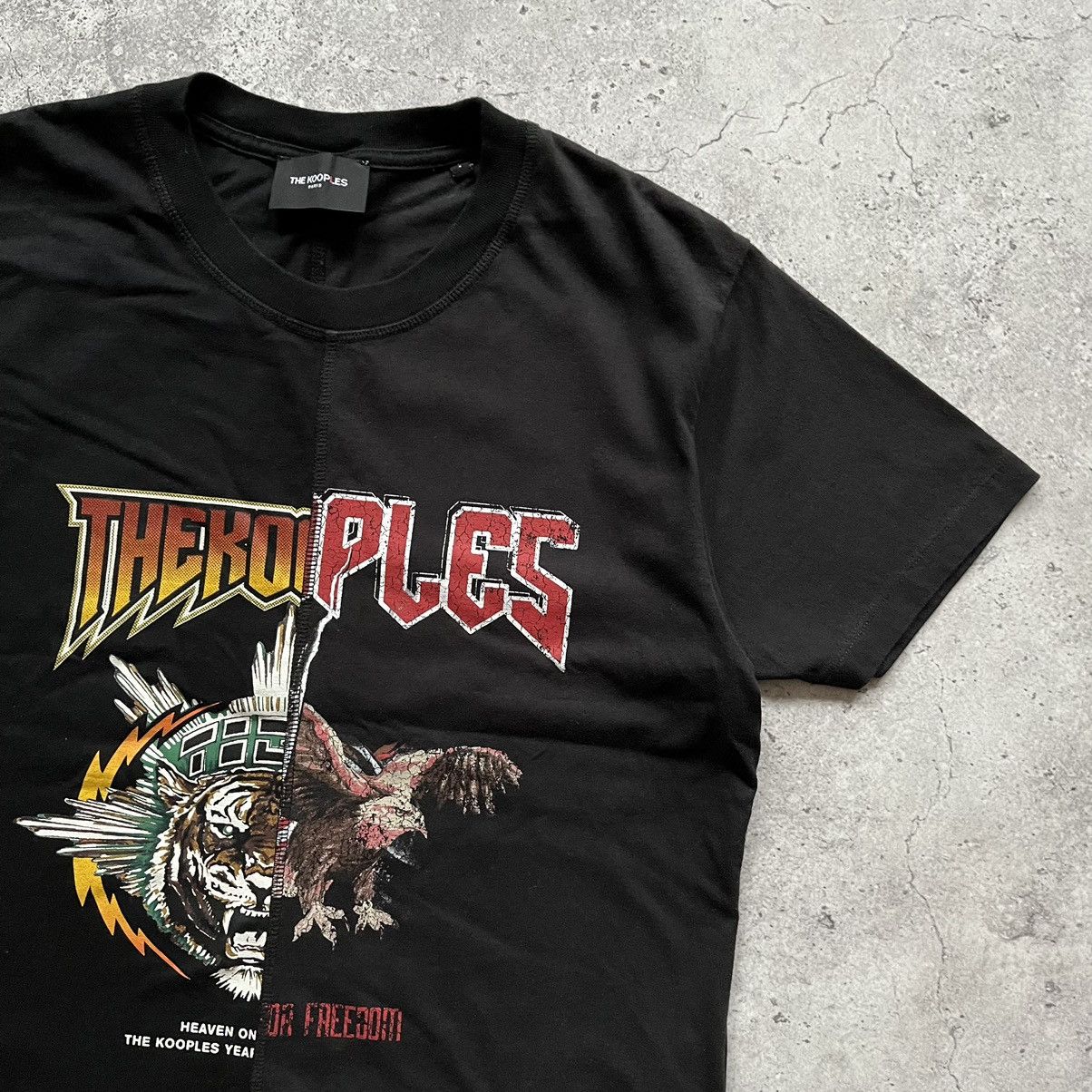 Designer × The Kooples The Kooples Patchwork Logo Print Faded Black T Shirt M size Size M / US 6-8 / IT 42-44 - 3 Thumbnail