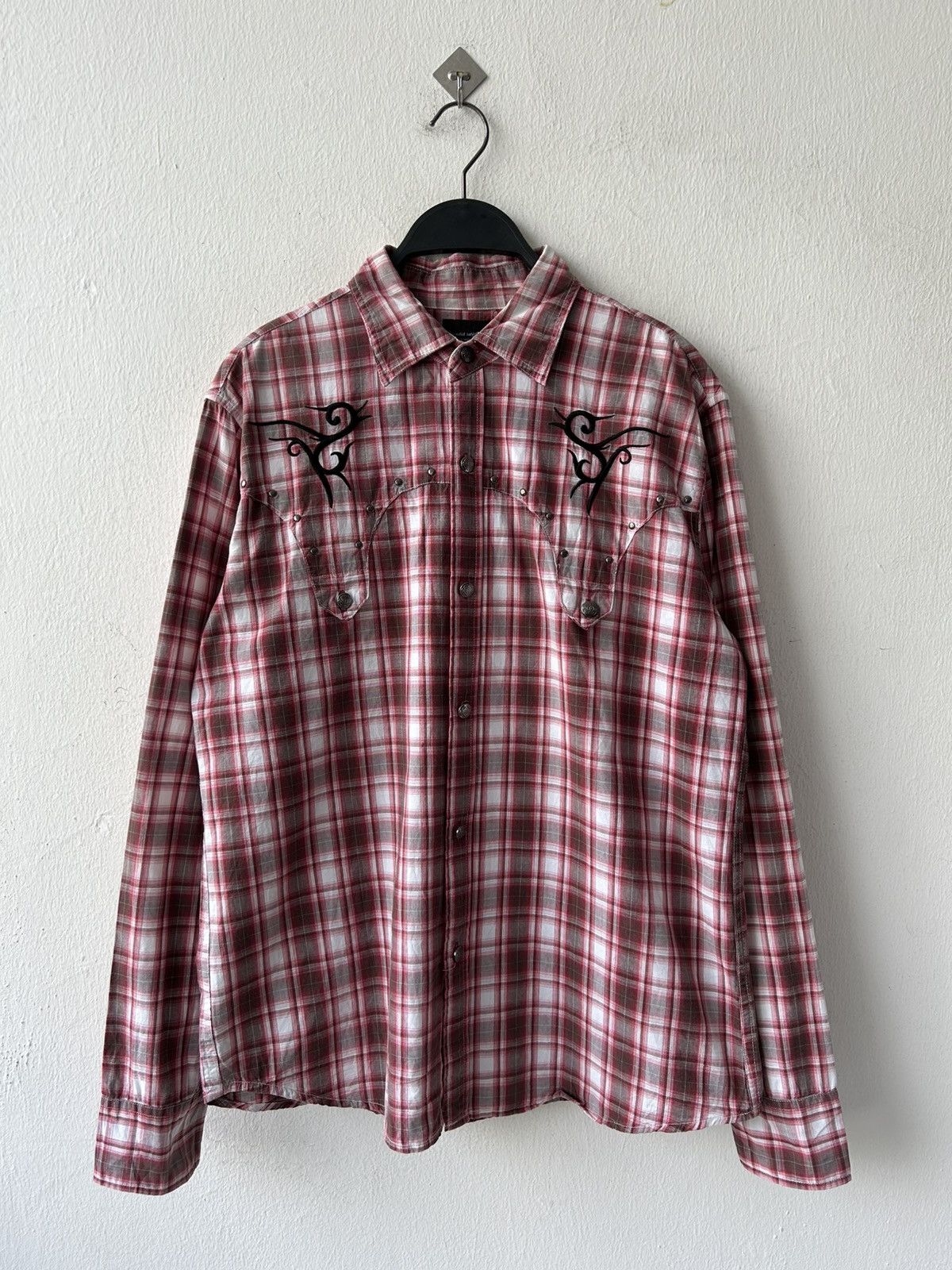 Japanese Brand Y2k Tattoo Embroidery Flannel Size US L / EU 52-54 / 3 - 5 Thumbnail