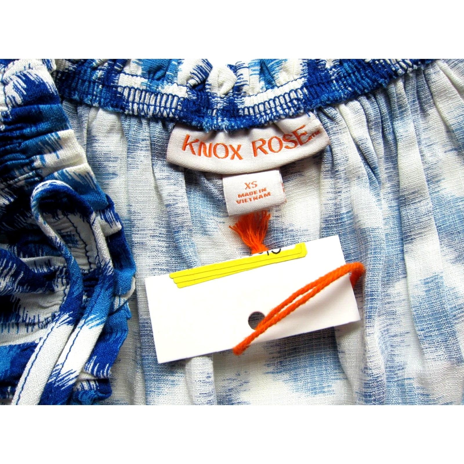 Vintage NWT Knox Rose Blue White Geometric 100% Rayon Puff Sleeve Smock Tunic Blouse XS Size XS / US 0-2 / IT 36-38 - 3 Thumbnail