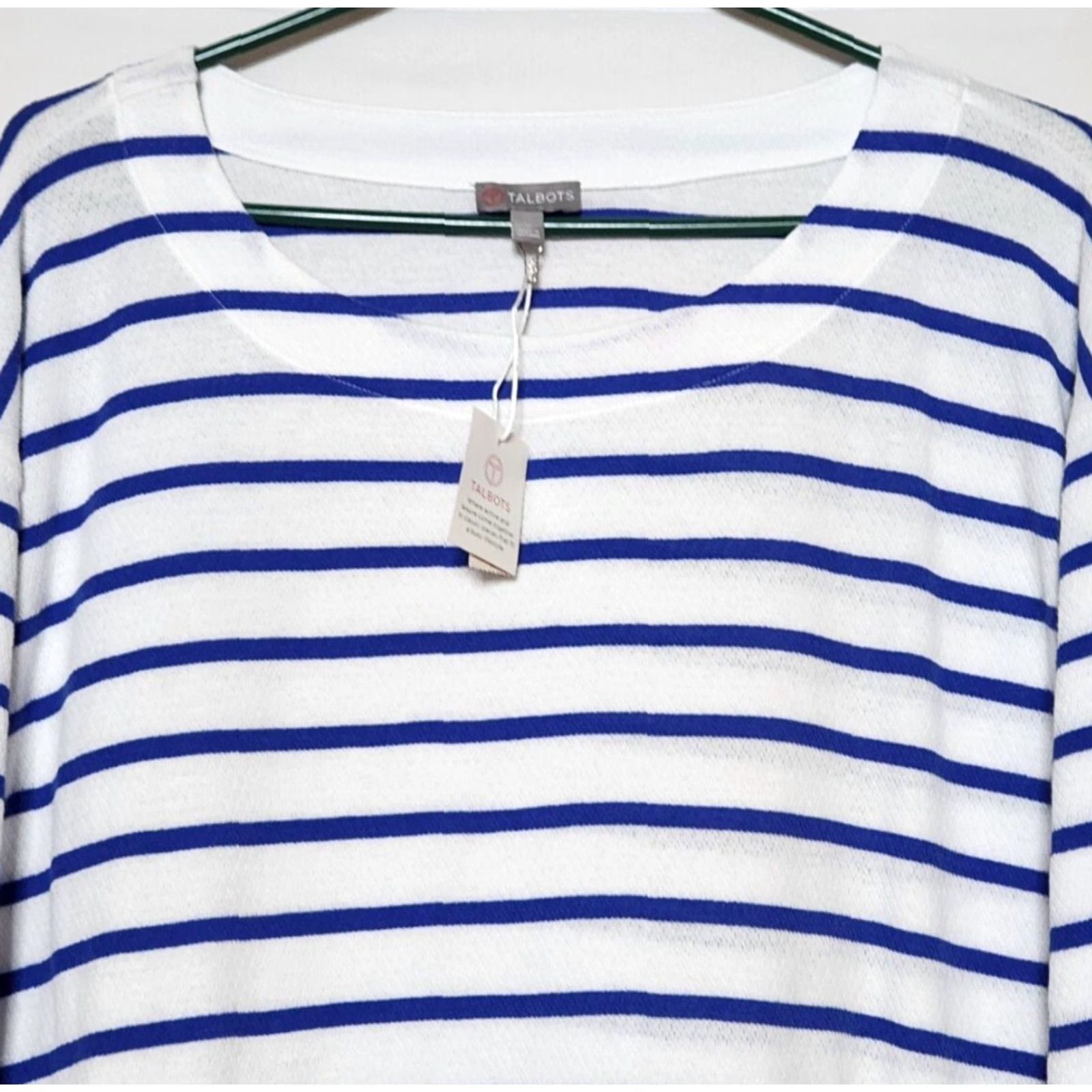 Talbots Talbots Womens X Knit Sweater 100% Cotton Pullover 3/4 Sleeve Striped XS? Size XL / US 12-14 / IT 48-50 - 3 Thumbnail