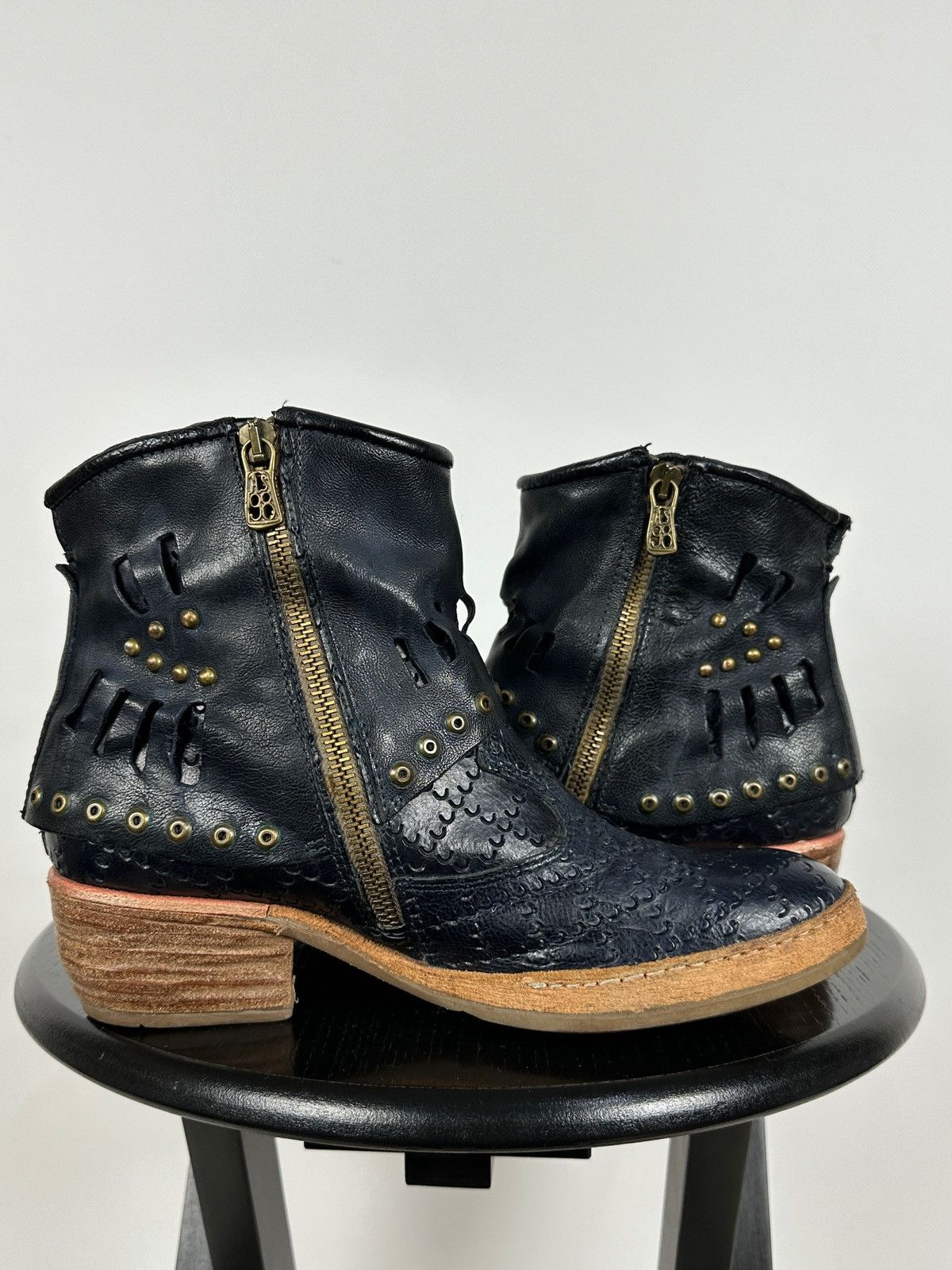 A.S.98 A.S.98. Airstep Leather Ankle Biker Studded Boots Size US 8 / IT 38 - 8 Thumbnail