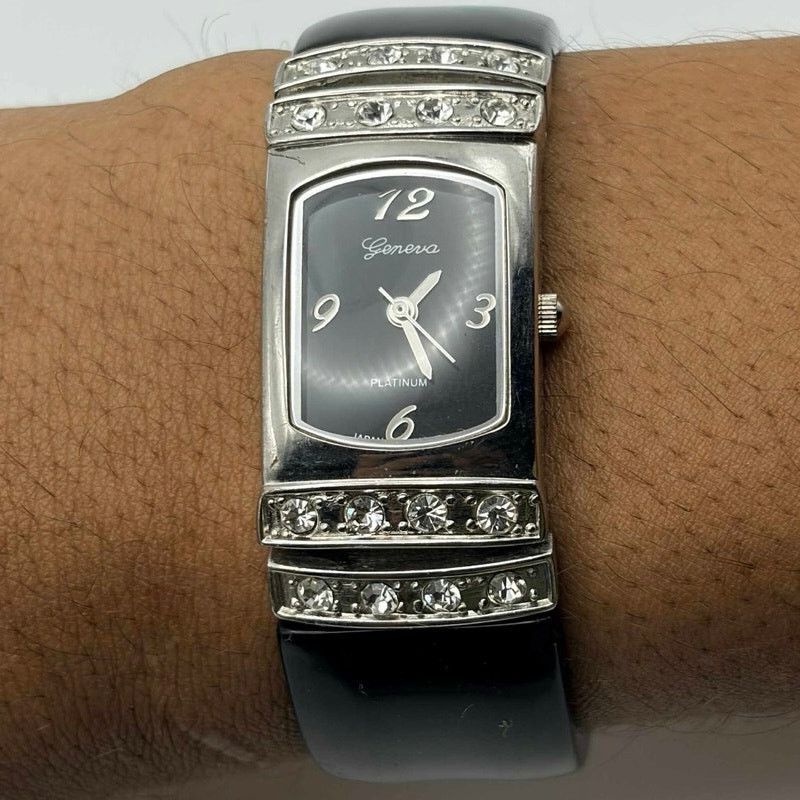 Other Silver & Black Crystal Geneva Watch Size ONE SIZE - 1 Thumbnail