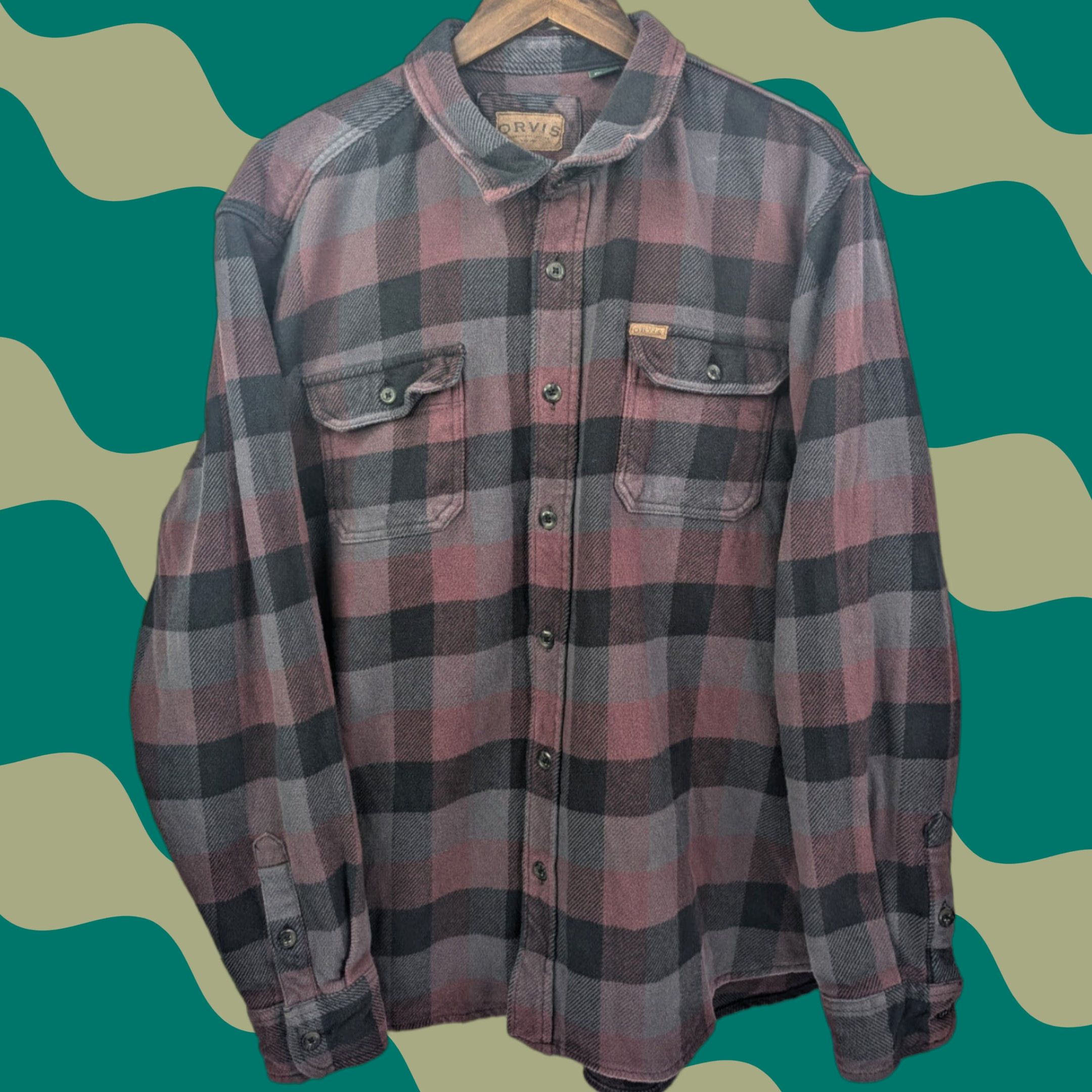 Orvis VINTAGE Orvis Shacket Shirt 2XL Red Big Bear Heavyweight Plaid Flannel Button-Up Christmas Winter Mens Size US XXL / EU 58 / 5 - 1 Thumbnail