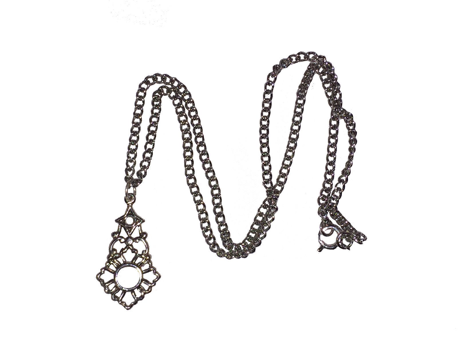 Designer Vintage Silver Tone Filigree Pendant Charm Necklace Size ONE SIZE - 3 Thumbnail