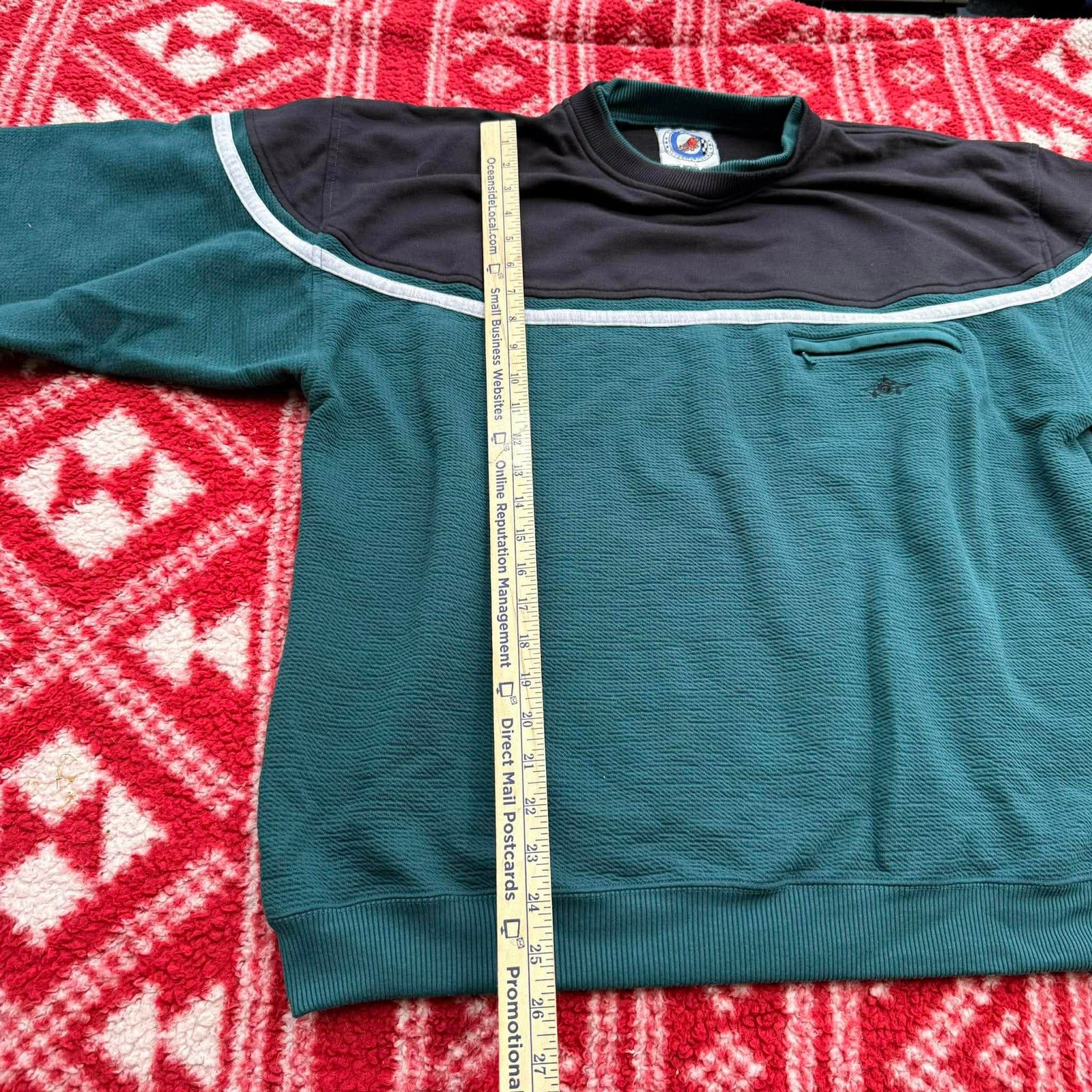 Other Vtg 90s Greenline International Textured Sweatshirt Teal Size US XL / EU 56 / 4 - 3 Thumbnail