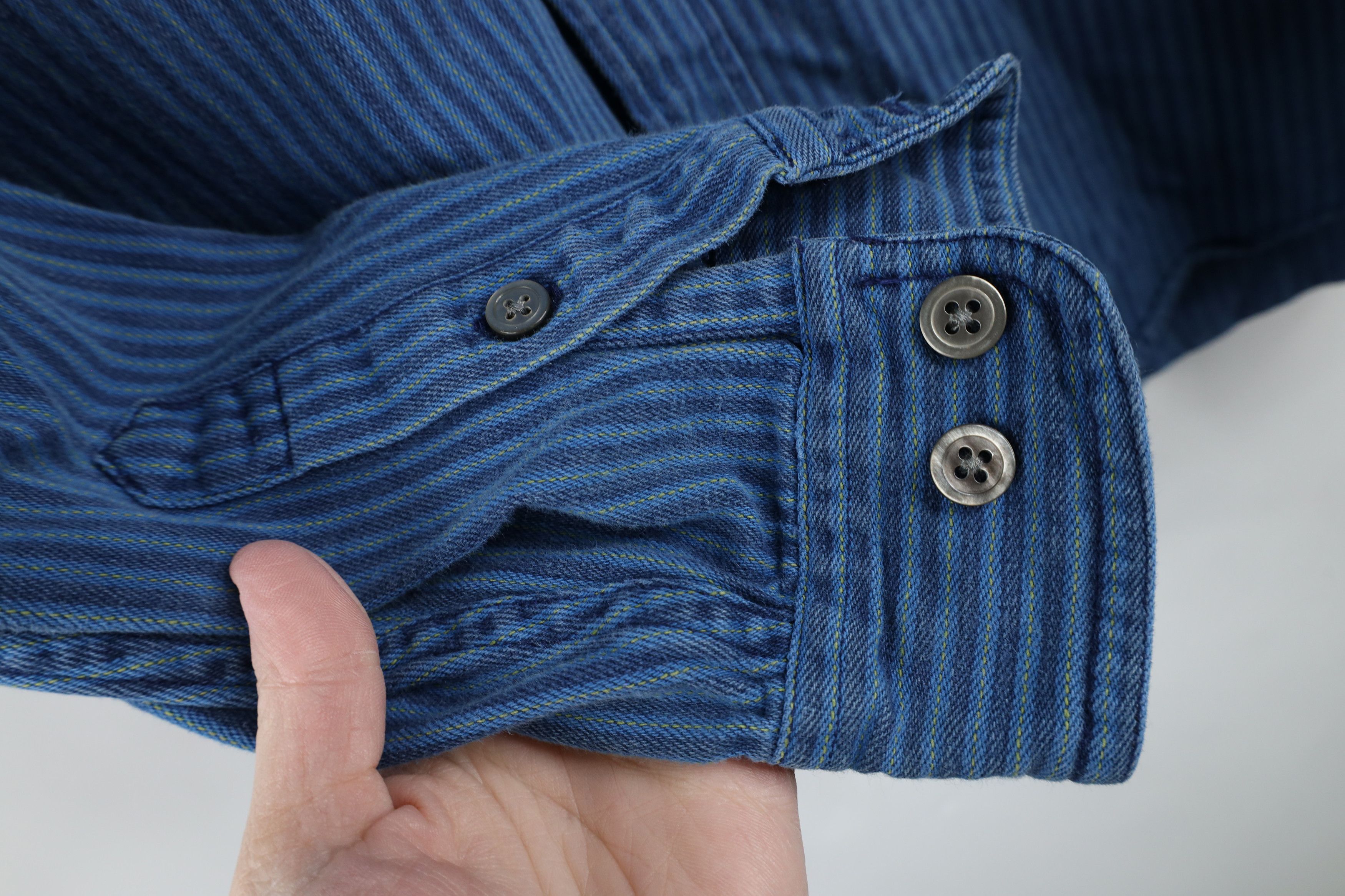 Vintage Vintage 90s Streetwear Denim Striped Button Shirt Blue Size US M / EU 48-50 / 2 - 6 Thumbnail