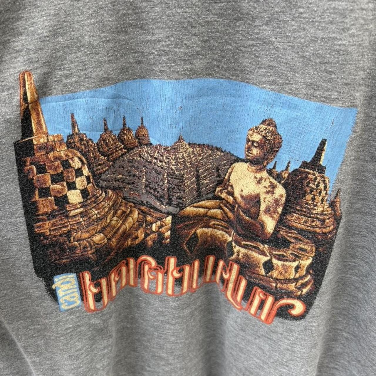 Vintage Vintage 90s Grey Buddhist Temple Monk Graphic T-Shirt Size US M / EU 48-50 / 2 - 3 Thumbnail