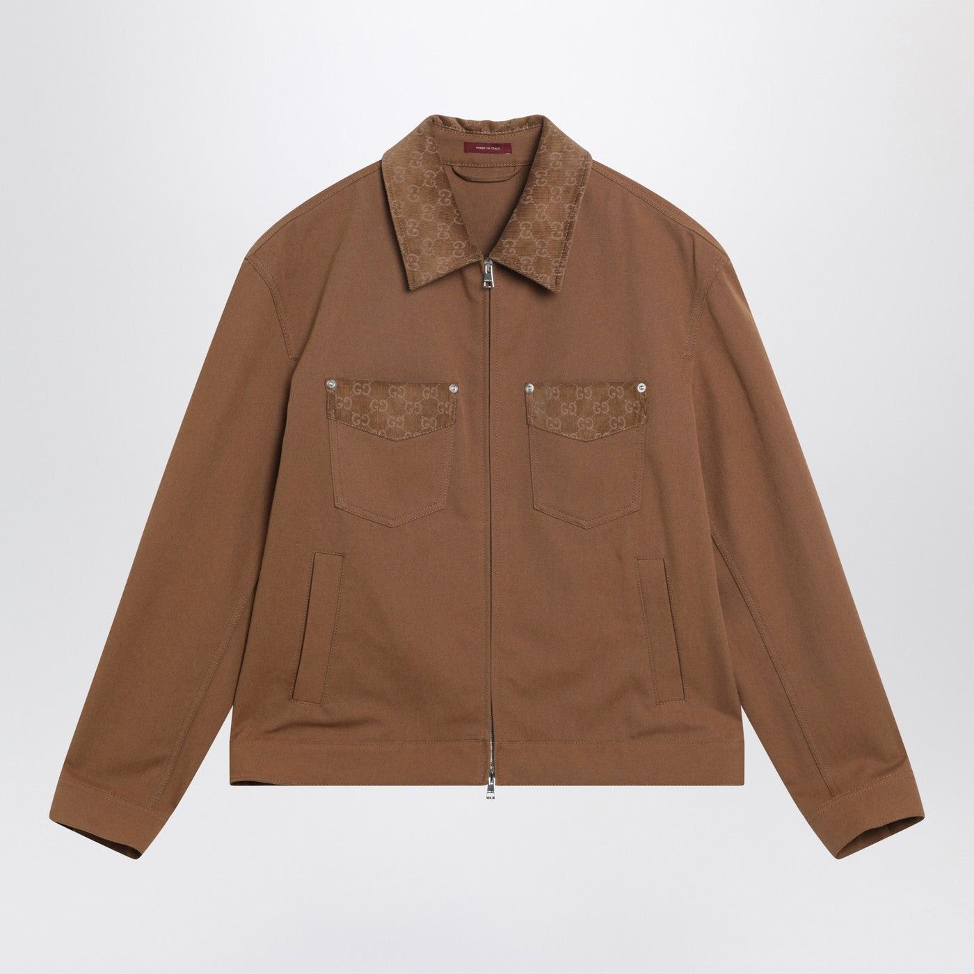Gucci Gucci Camel Zip-Up Jacket With Gg Details Size US M / EU 48-50 / 2 - 1 Thumbnail