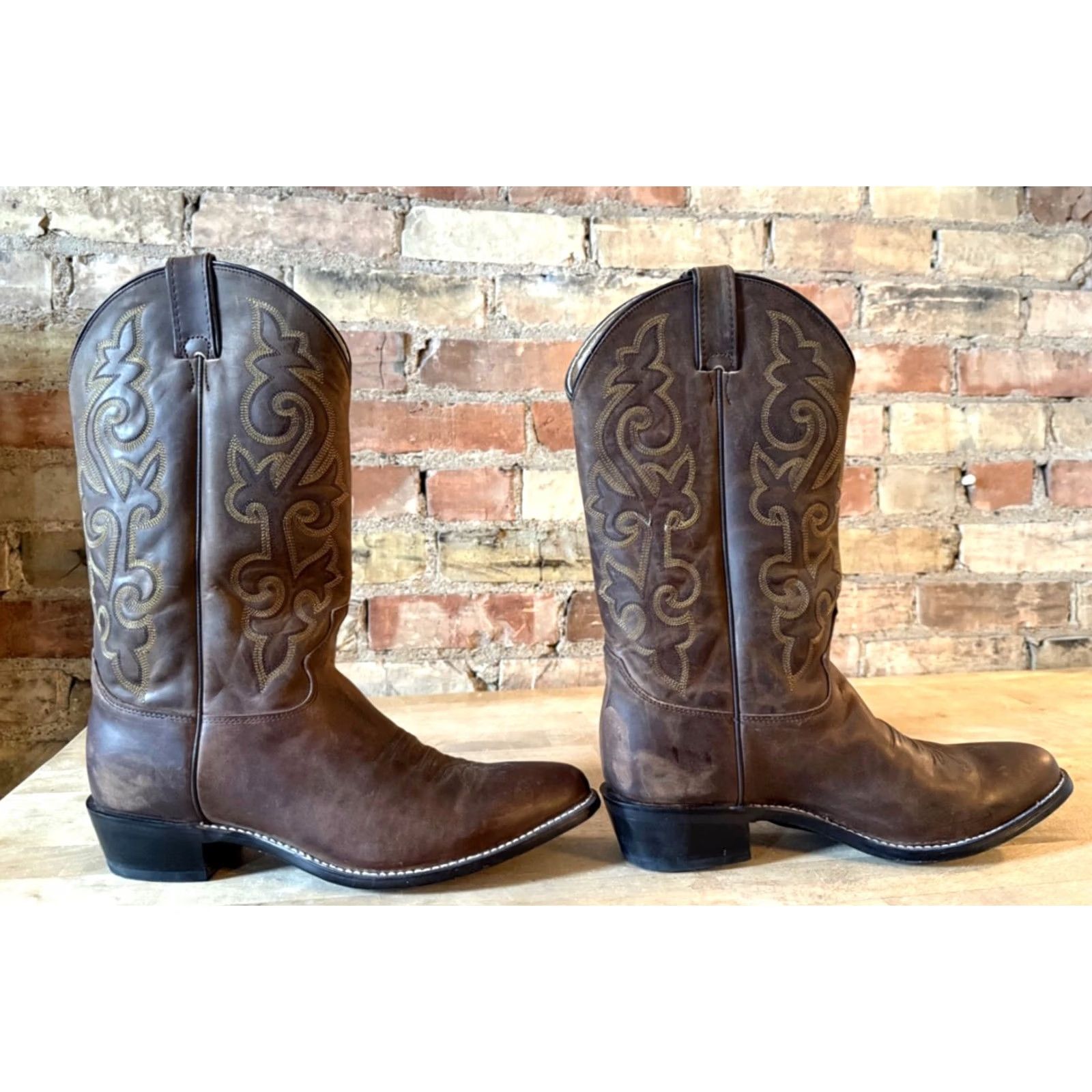 Justin Boots Justin Boots Men's Brown Leather Cowboy Boots - Size 12D Apache Size US 12 / EU 45 - 4 Thumbnail