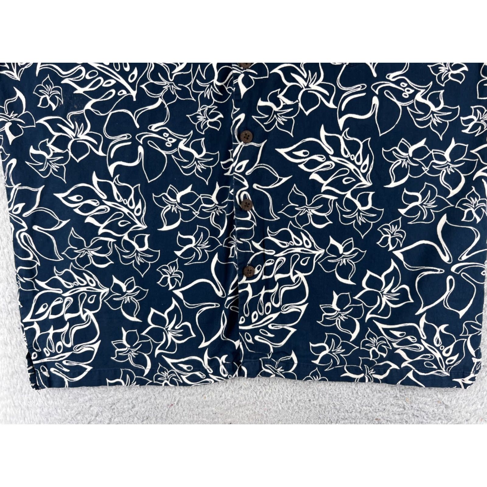 Vintage Island Tropics Button-Up Shirt Adult Large Blue Floral Palm Pattern Cotton Hawaiian Size US 33 - 5 Thumbnail