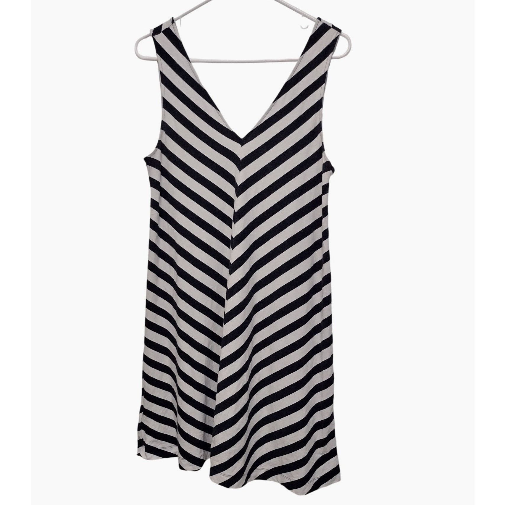 Loft LOFT Black & White Striped V-Neck Sleeveless Dress Size S Size S / US 4 / IT 40 - 1 Thumbnail