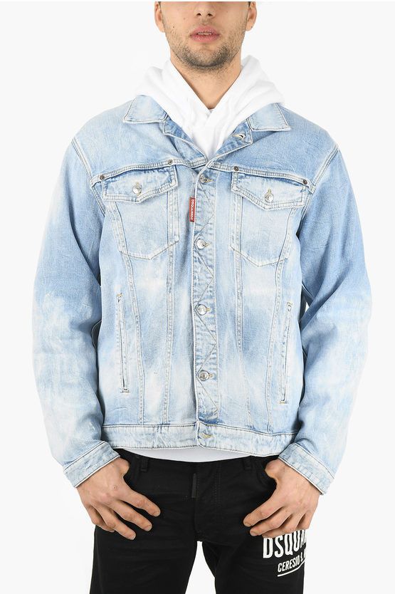 image of Dsquared2 Light Wash Over Jean Denim Jacket in Blue, Men's (Size XL)