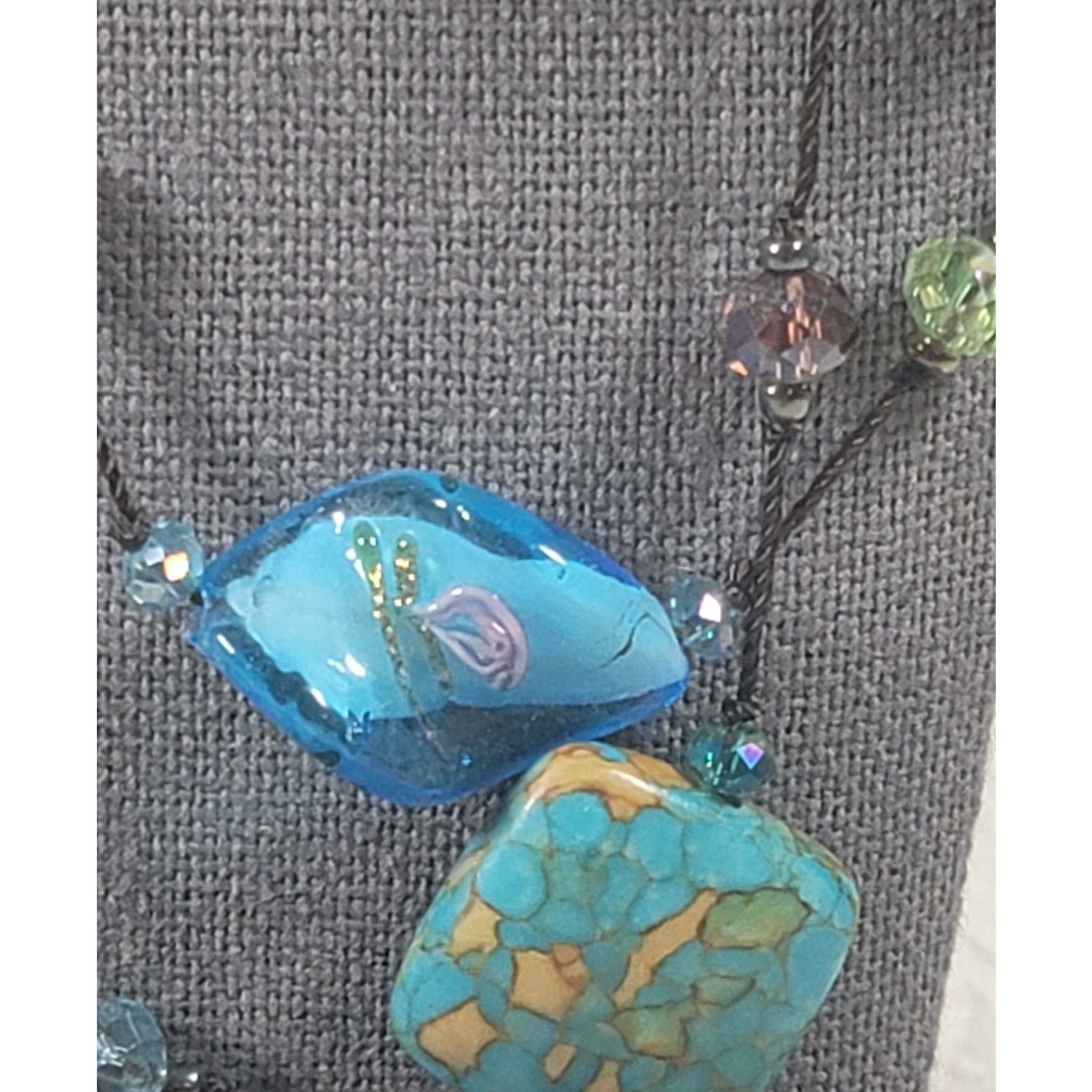 Other Multi Colored Real Stones & Glass Beads 18" Necklace Elegant Size ONE SIZE - 2 Thumbnail