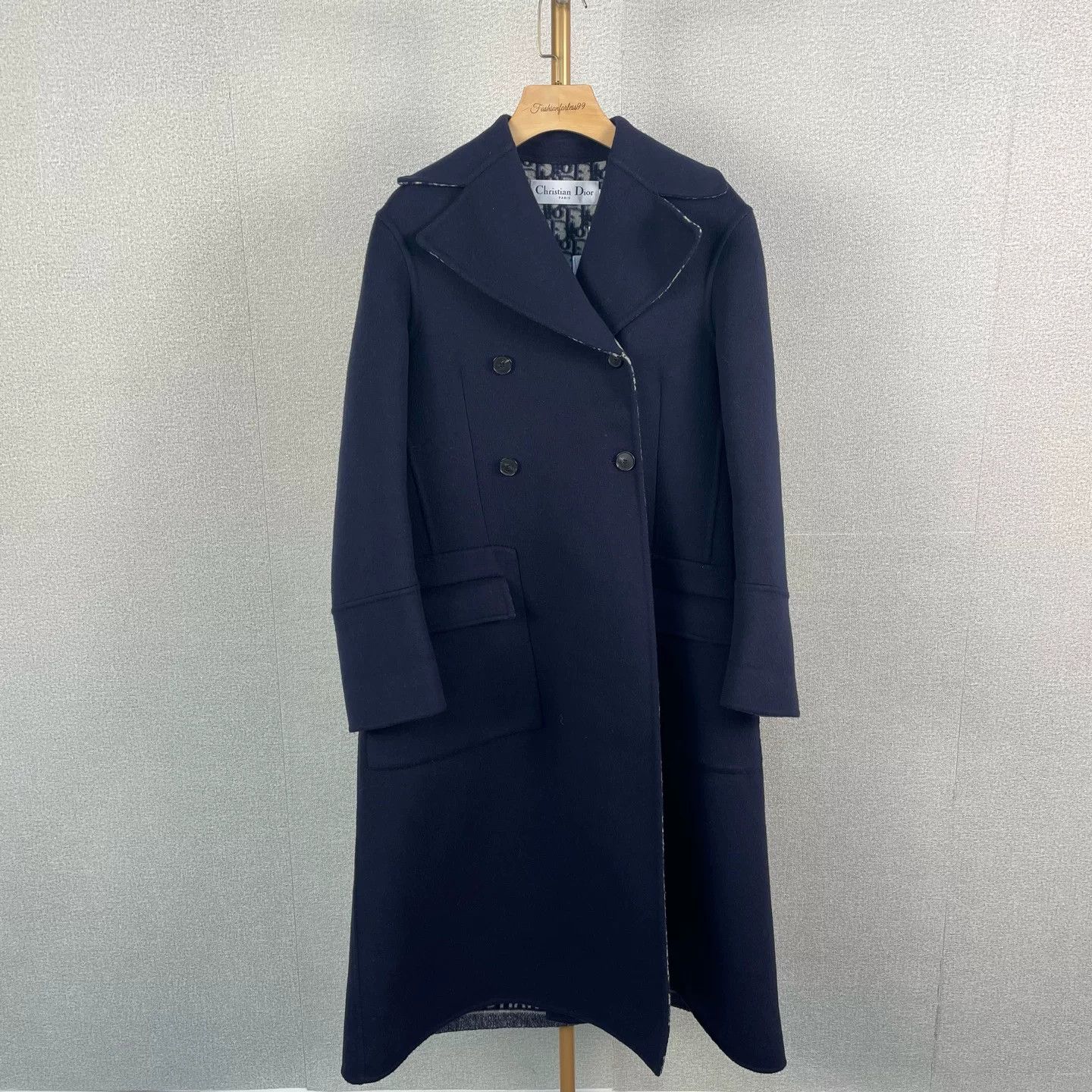 Dior navy blue double-breasted wool coat Size US S / EU 44-46 / 1 - 1 Thumbnail