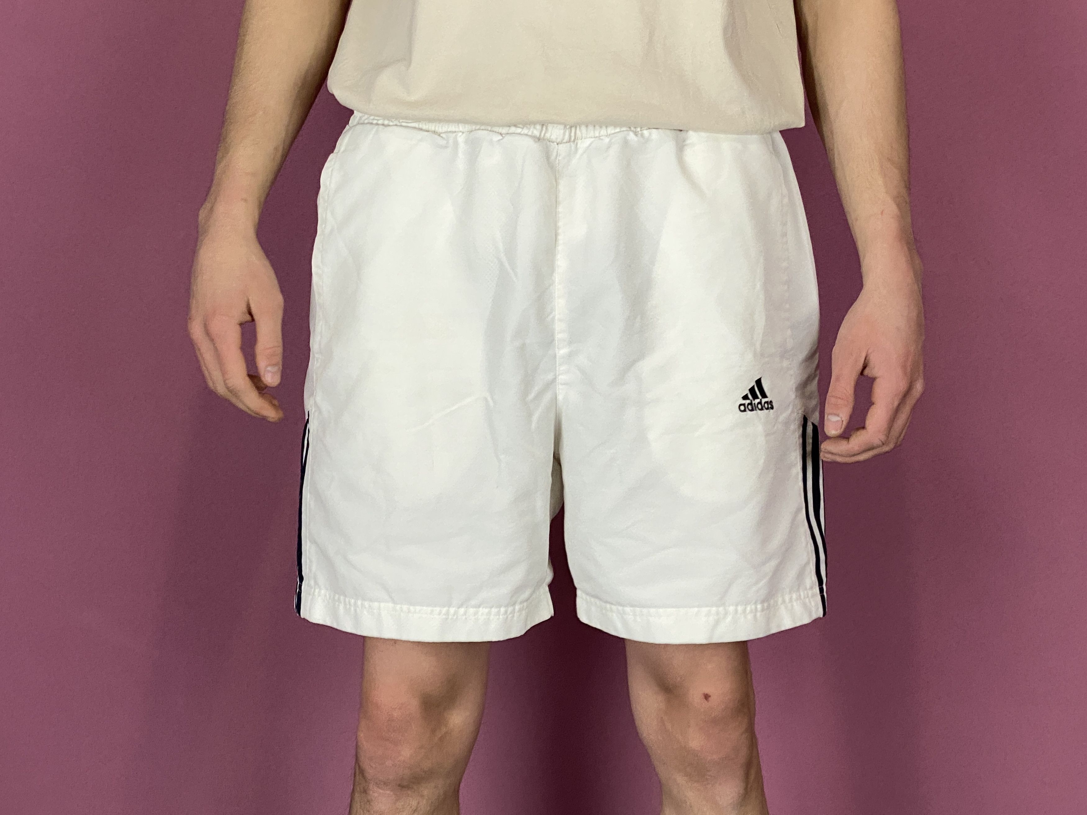 Adidas × Vintage Adidas Vintage Men's Shorts - L White Polyester Size US 34 / EU 50 - 2 Thumbnail
