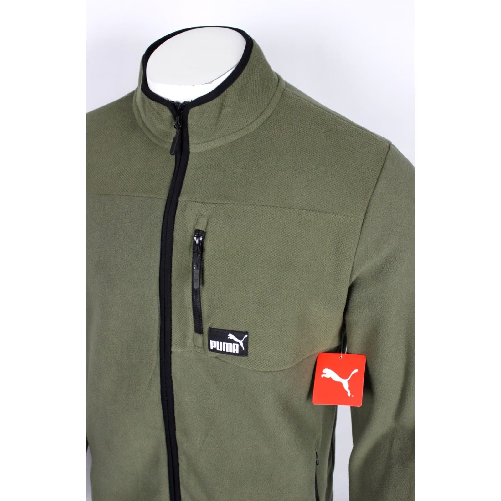 Puma Puma Men's Full Zip Jacket Polar Fleece Colorblocked M Medium Olive Green Size US M / EU 48-50 / 2 - 4 Thumbnail