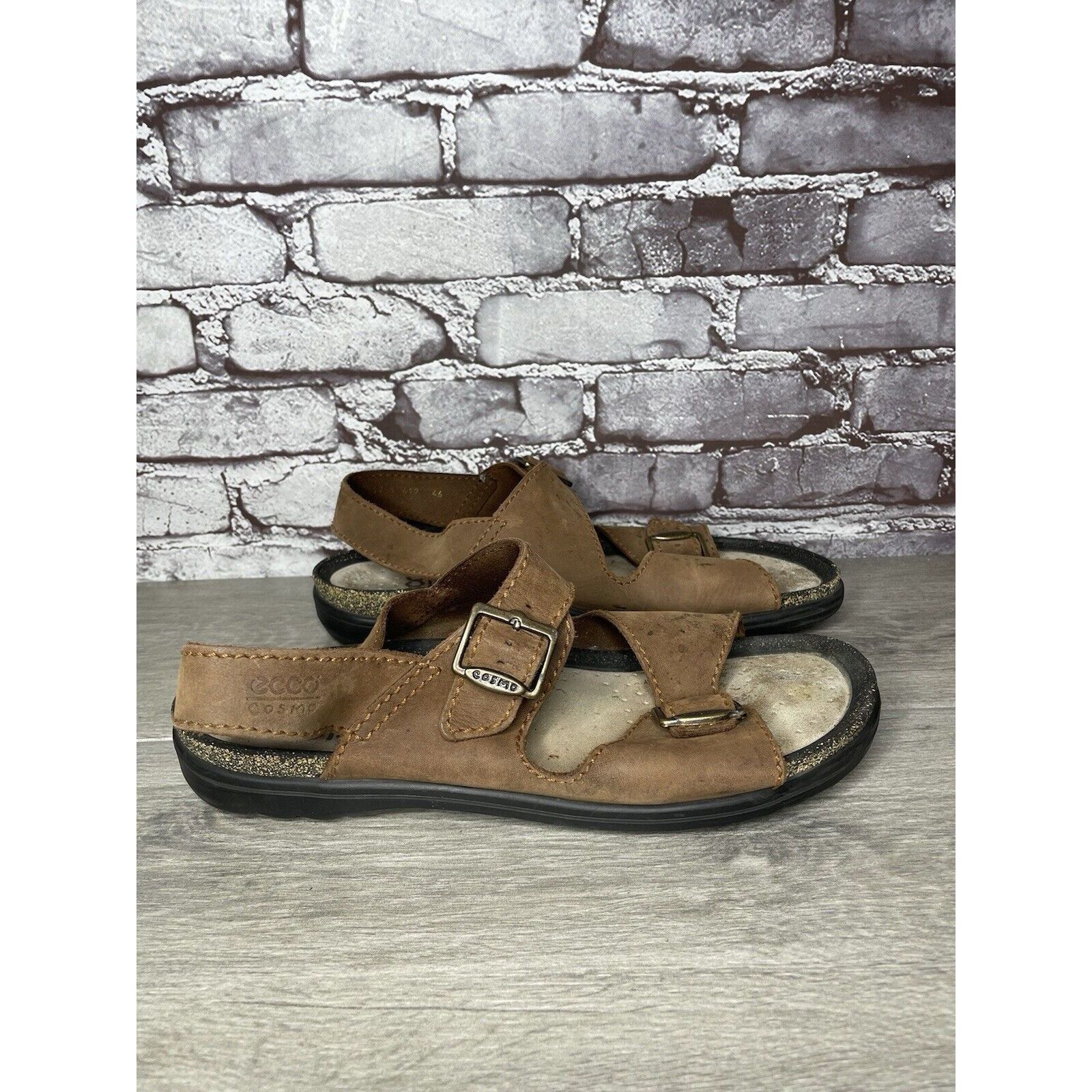 Ecco Ecco Cosmo Brown Leather Casual Comfort Cork Strap Sandals M Size US 13 / EU 46 - 20 Thumbnail