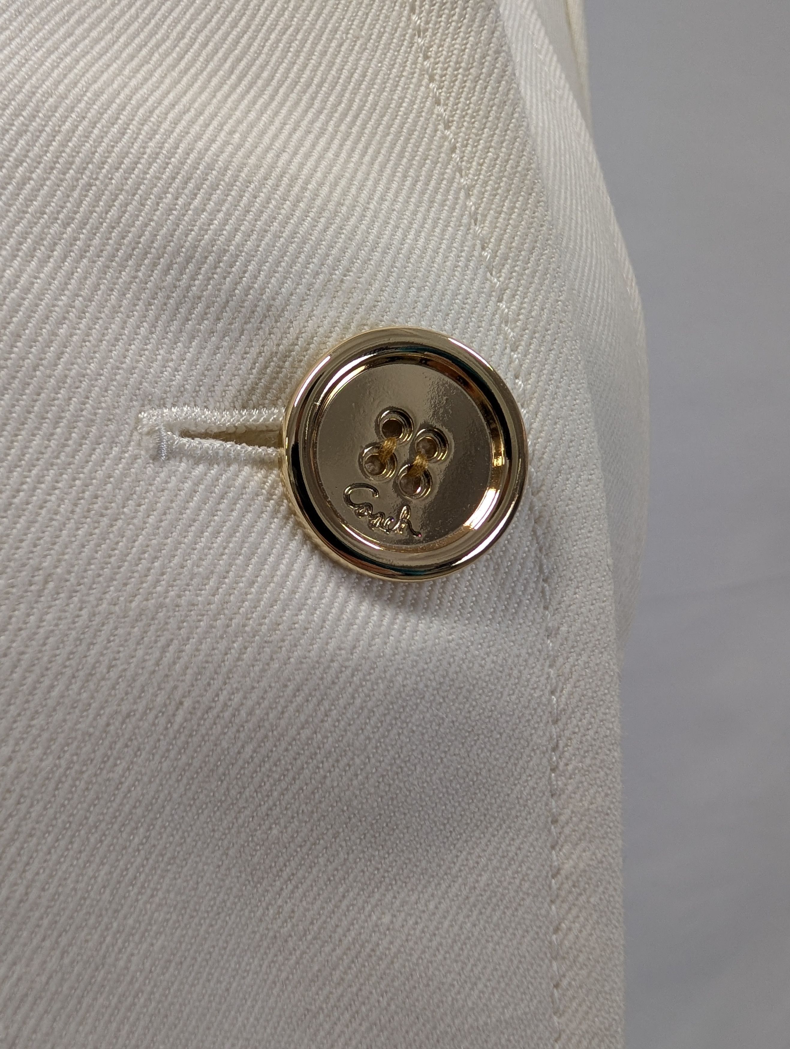 Coach Beige Double Breasted Cropped Jacket With Gold Buttons Size XS / US 0-2 / IT 36-38 - 3 Thumbnail