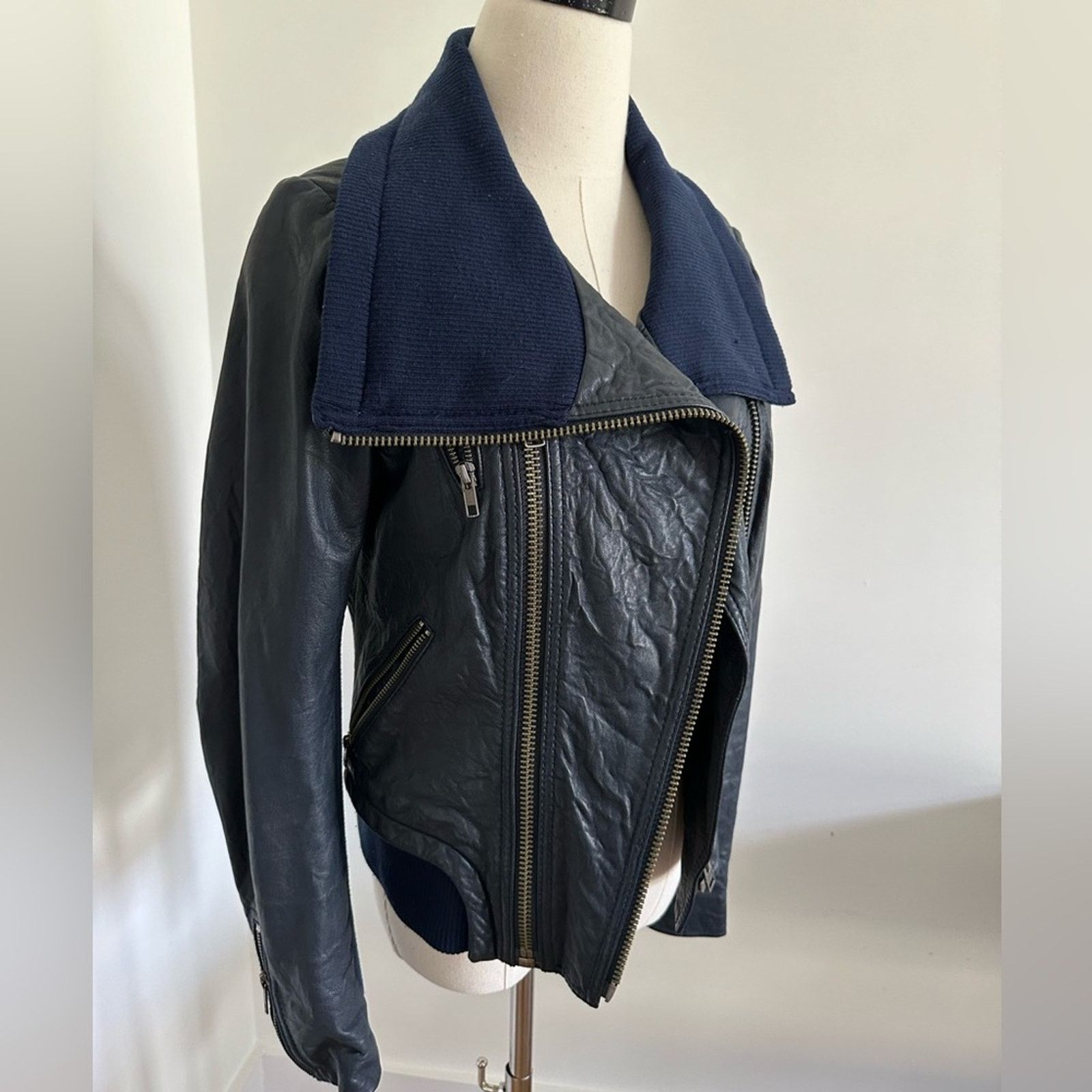 Other RARE Catherine Malandrino Navy Leather Jacket - 4 Size S / US 4 / IT 40 - 2 Thumbnail
