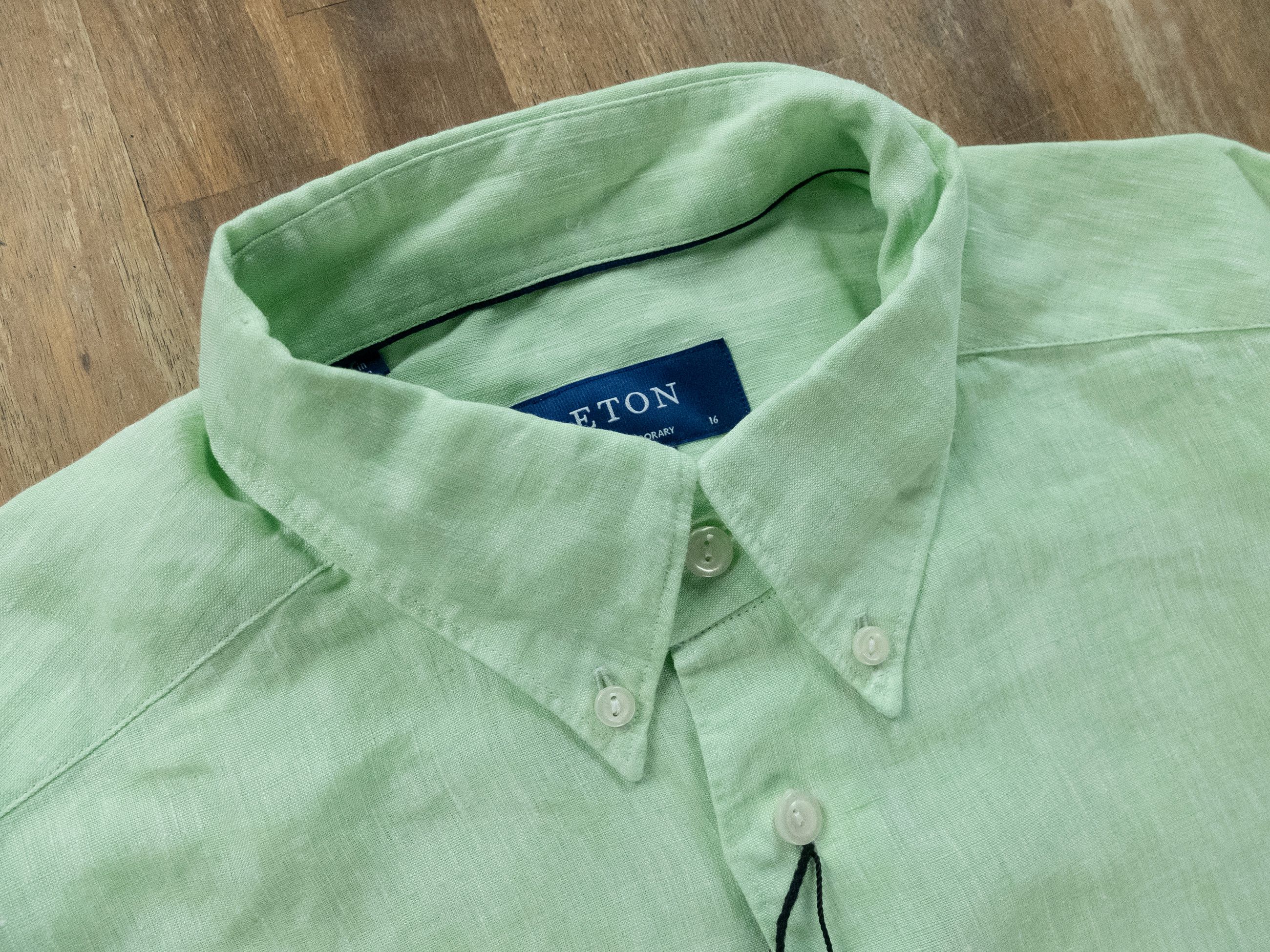 Eton ETON of Sweden contemporary fit green linen shirt 41 Large Size US L / EU 52-54 / 3 - 5 Thumbnail